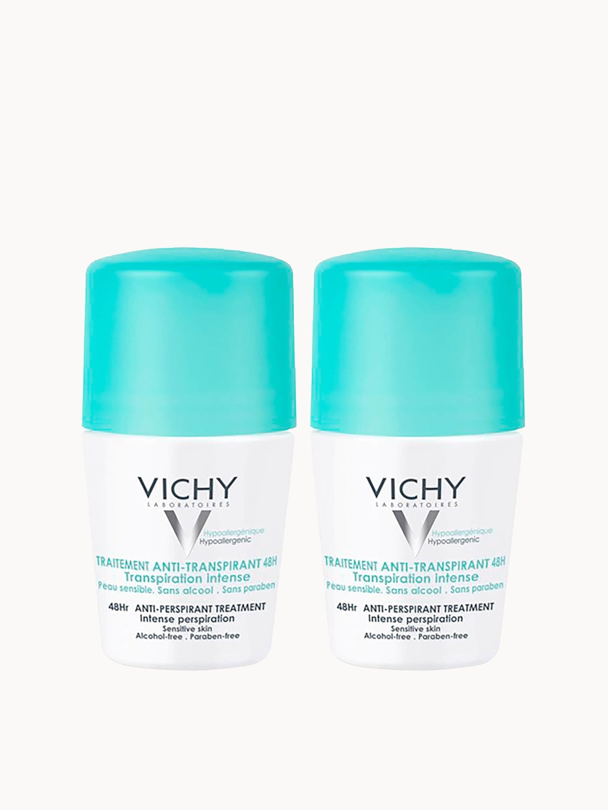 Vichy 48 Hour Intensive Antiperspirant Roll-on Deodorant for Sensitive Skin Bundle 2 x 50ml