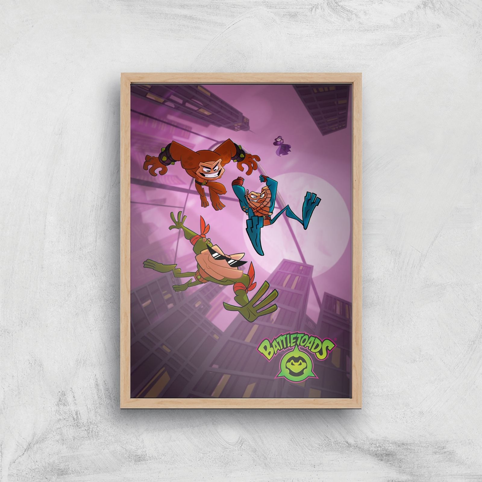 Battle Toads Hop Giclee Art Print - A4 - Wooden Frame