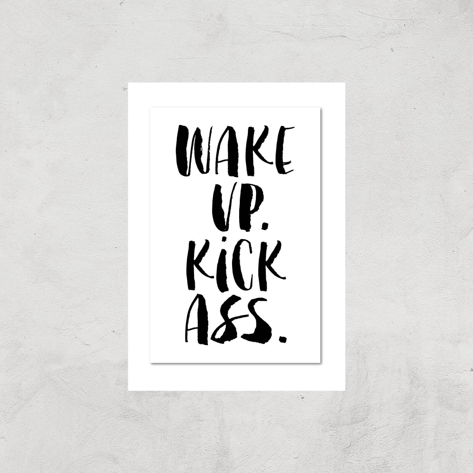 The Motivated Type Wake Up Kick Ass Watercolour Giclee Art Print - A3 - Print Only