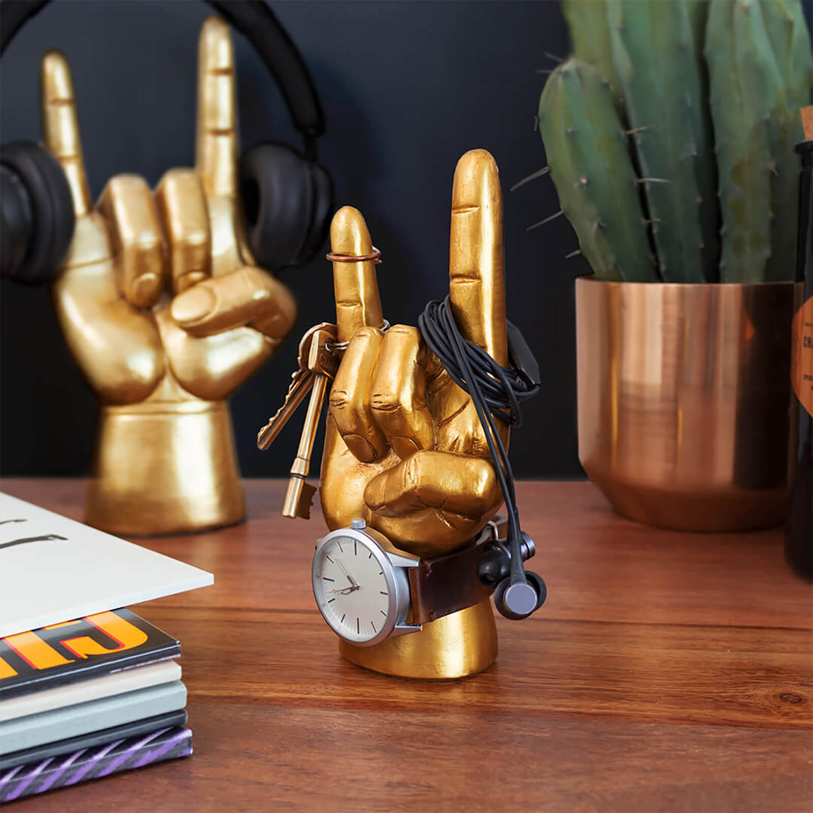 GOLD MINI ROCK ON HEADPHONE STAND