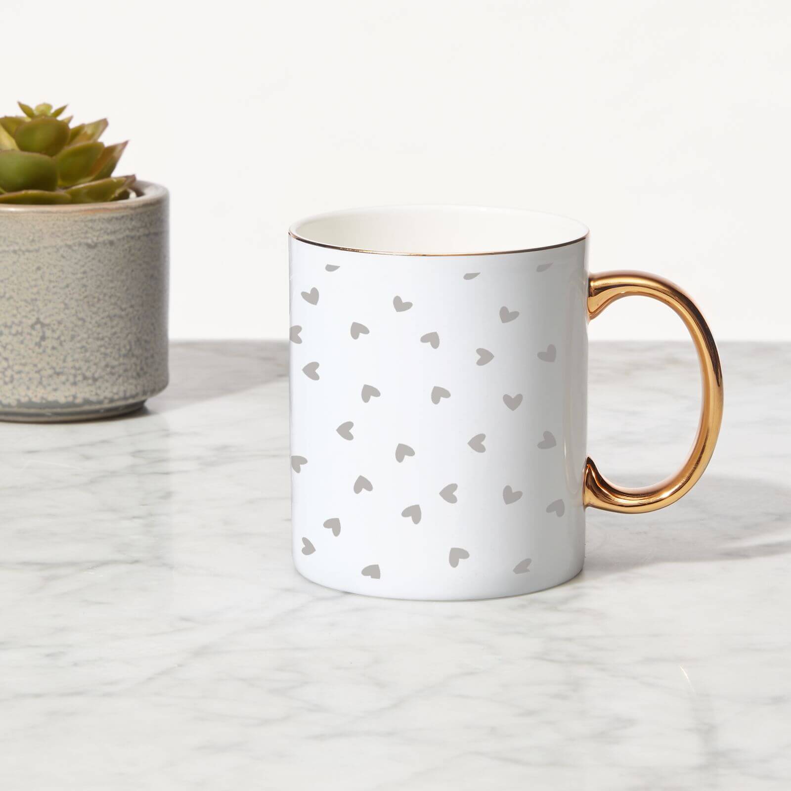 Hearts Bone China Gold Handle Mug