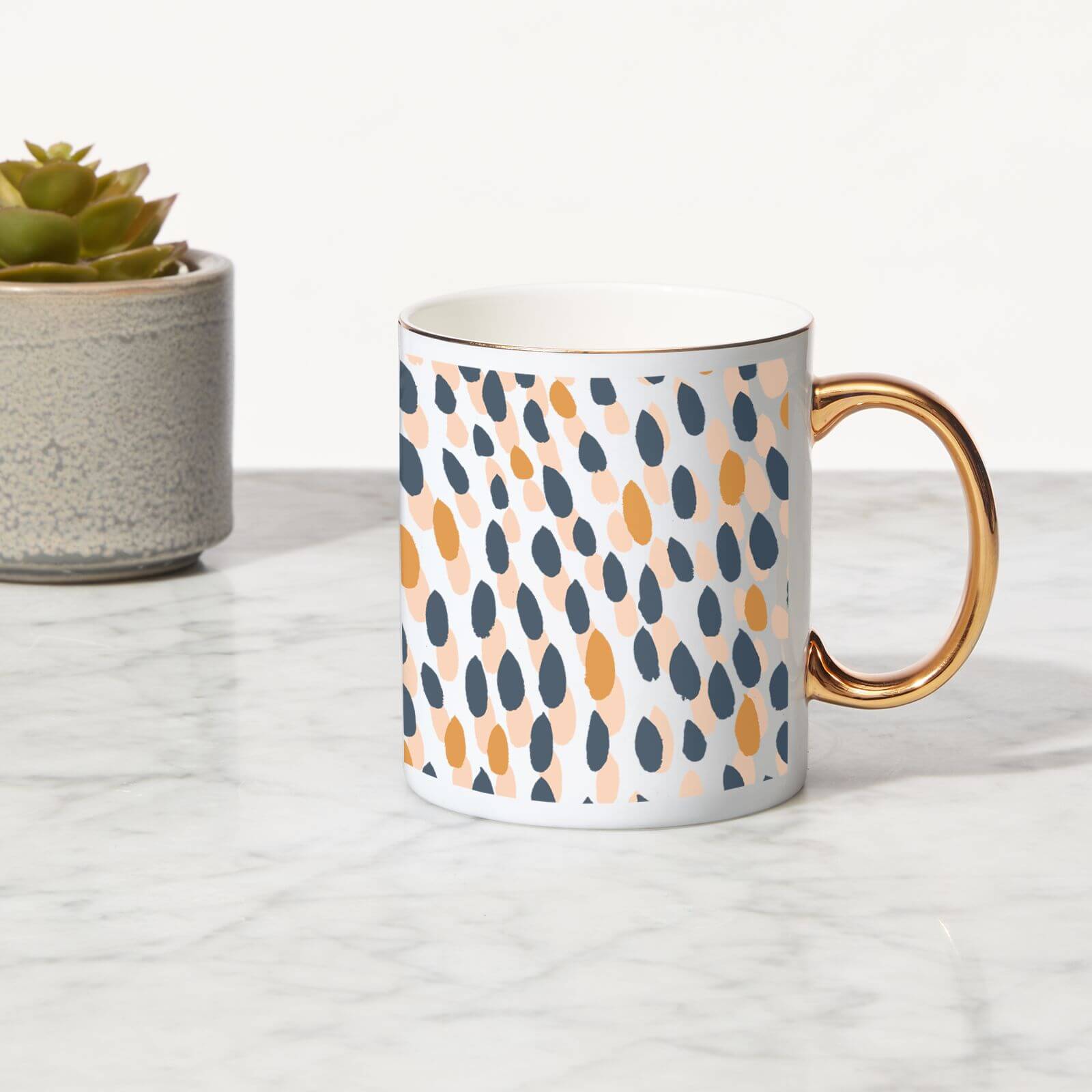 Spots Bone China Gold Handle Mug