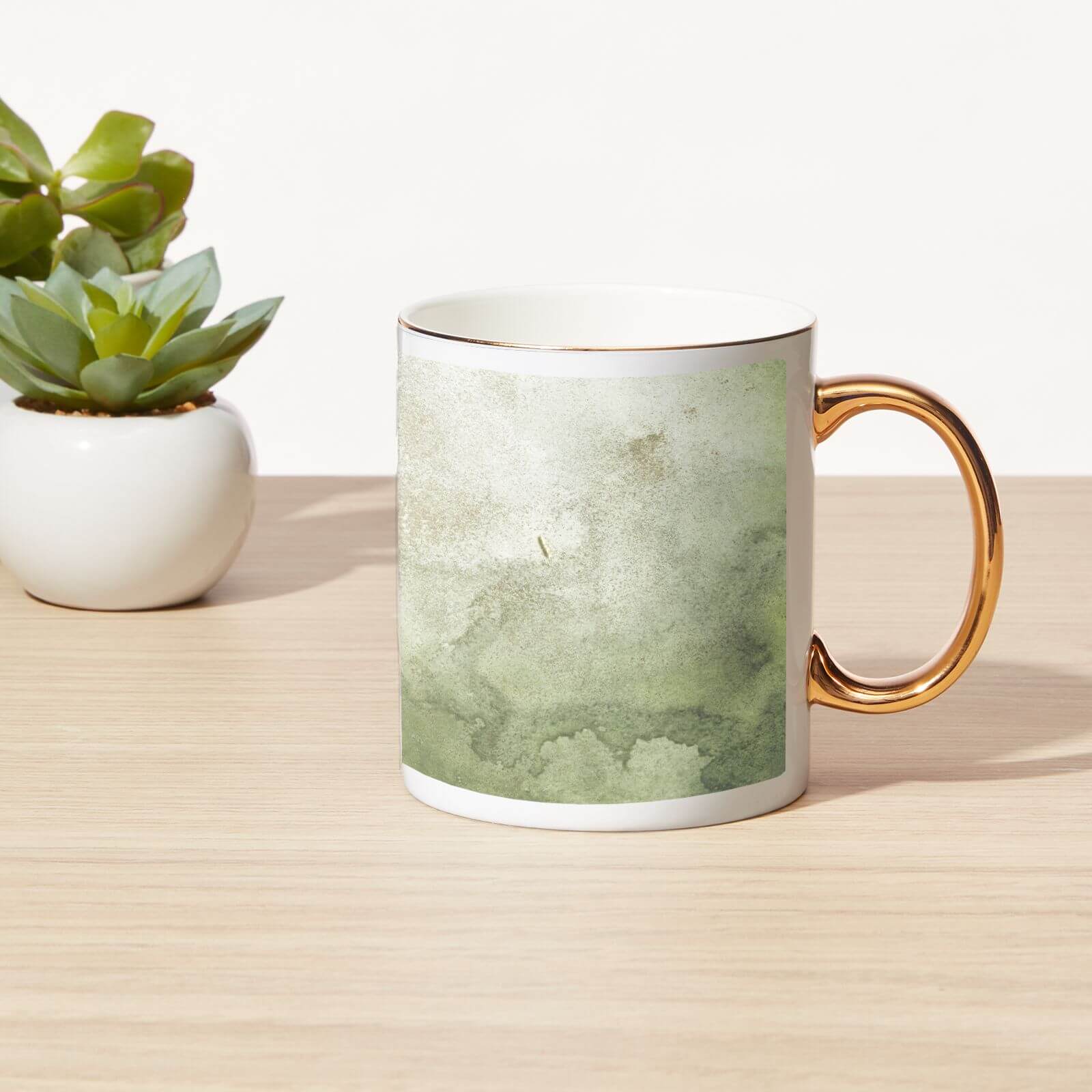 Smoky Marble Bone China Gold Handle Mug