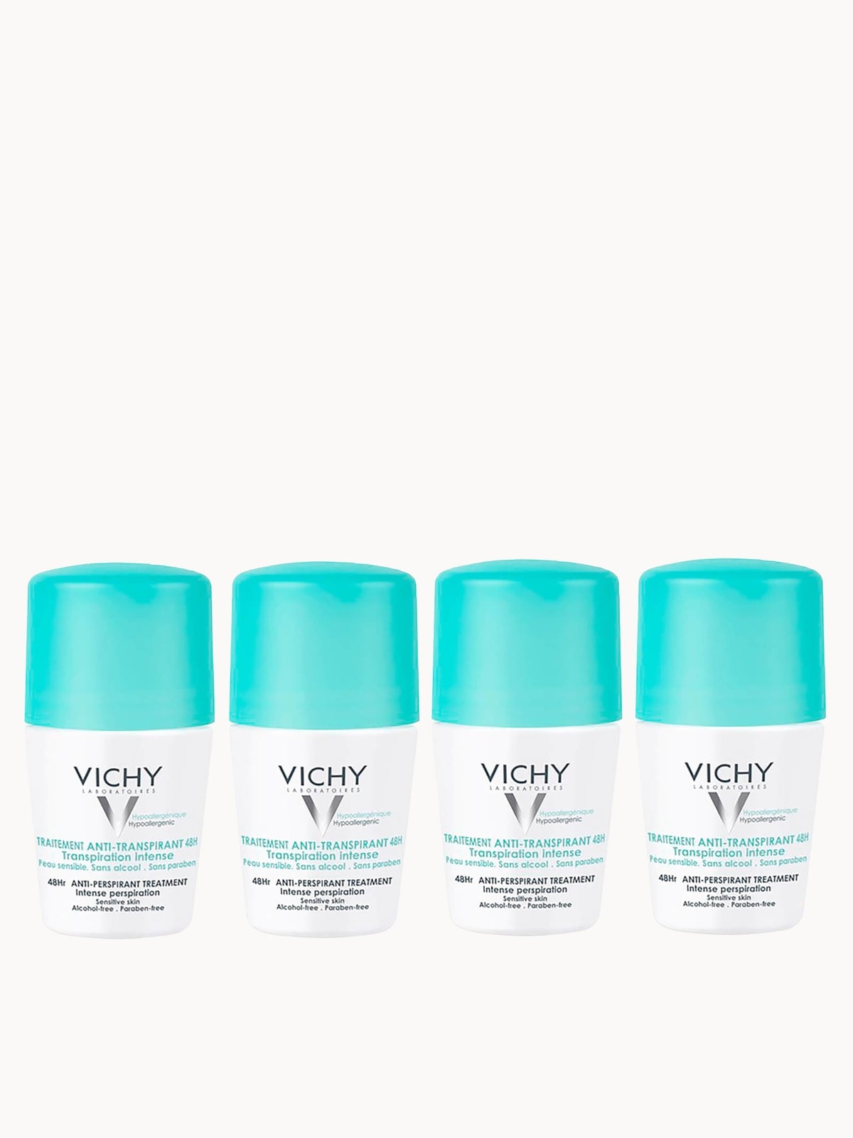 VICHY 48 Hour Intensive Anti-Perspirant Roll-on Deodorant Set for Sensitive Skin 4 x 50ml