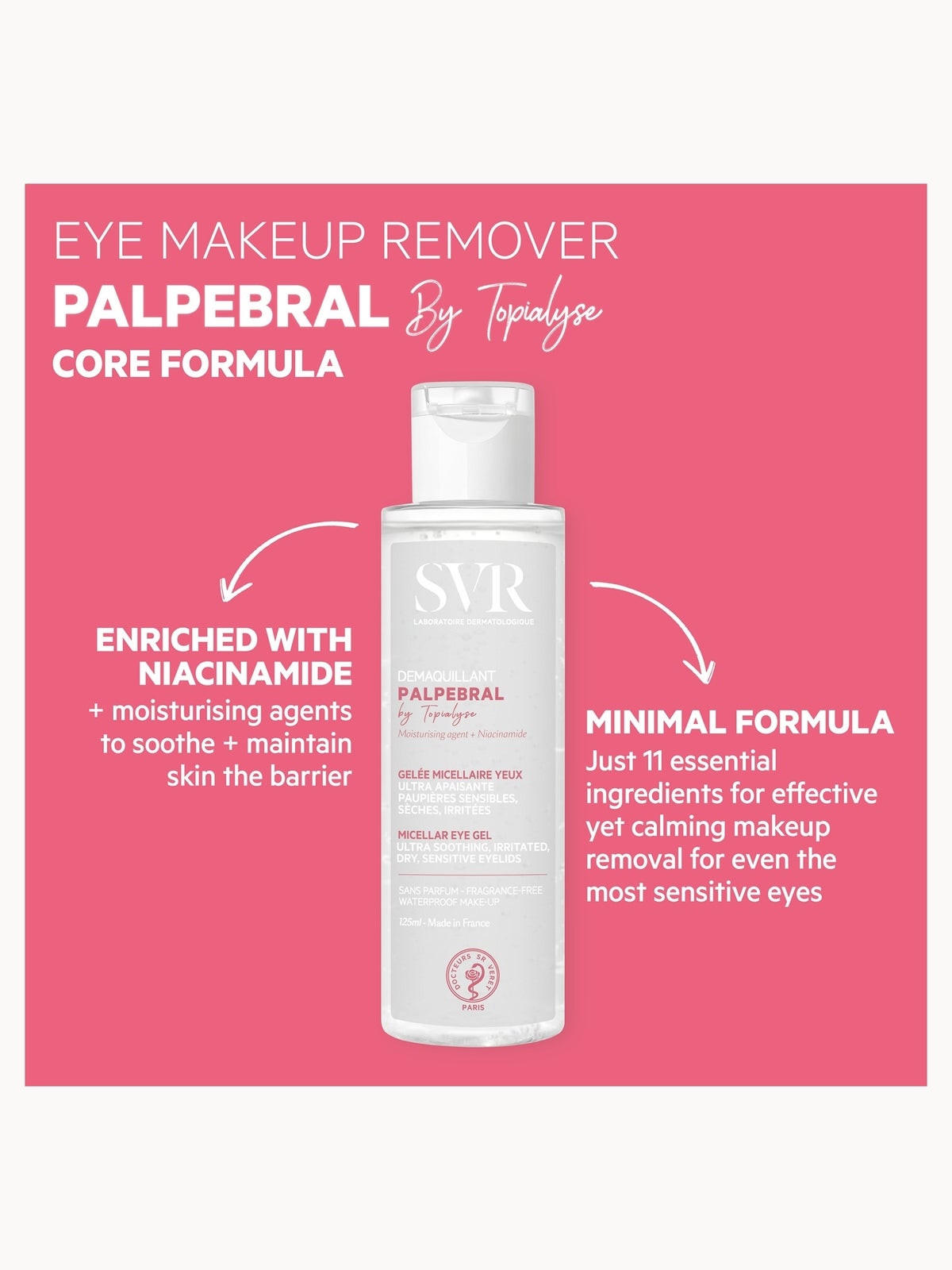 SVR PALPEBRAL Soothing No-Rinse Eye Makeup Remover Gel for Sensitive, Dry, Sore, Allergy-Prone Eyelids and Eye Contour, 125ml 3