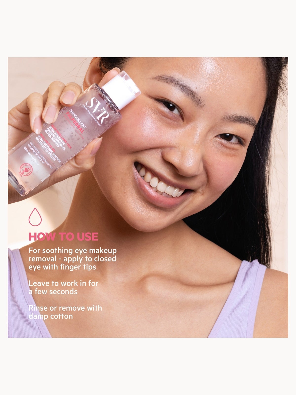 SVR PALPEBRAL Soothing No-Rinse Eye Makeup Remover Gel for Sensitive, Dry, Sore, Allergy-Prone Eyelids and Eye Contour, 125ml 4