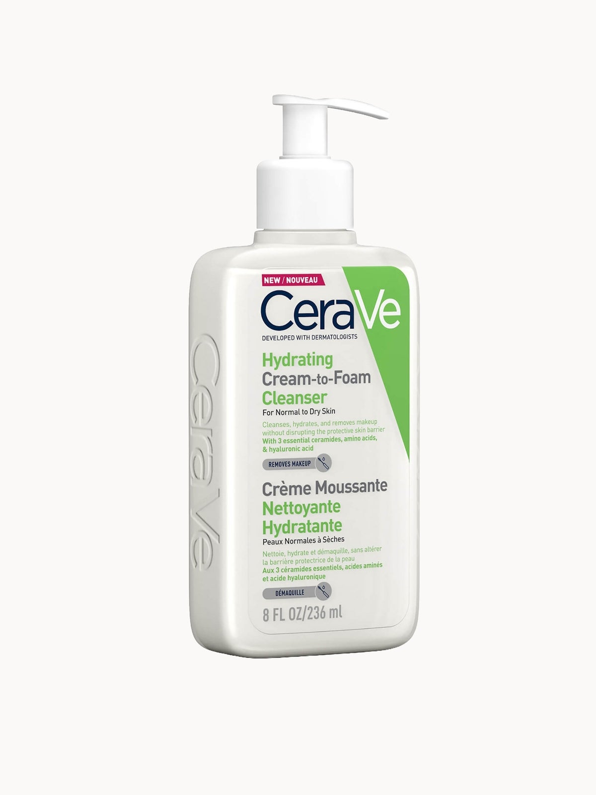CeraVe Hydrating Cream-to-Foam Cleanser with Amino Acids for Normal to Dry Skin 236ml 4