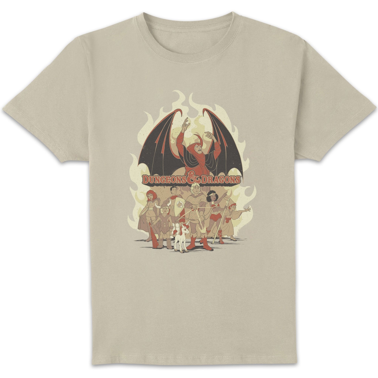 Dungeons & Dragons D&D Cartoon The Party Unisex T-Shirt - White Vintage Wash - M - White Vintage Wash