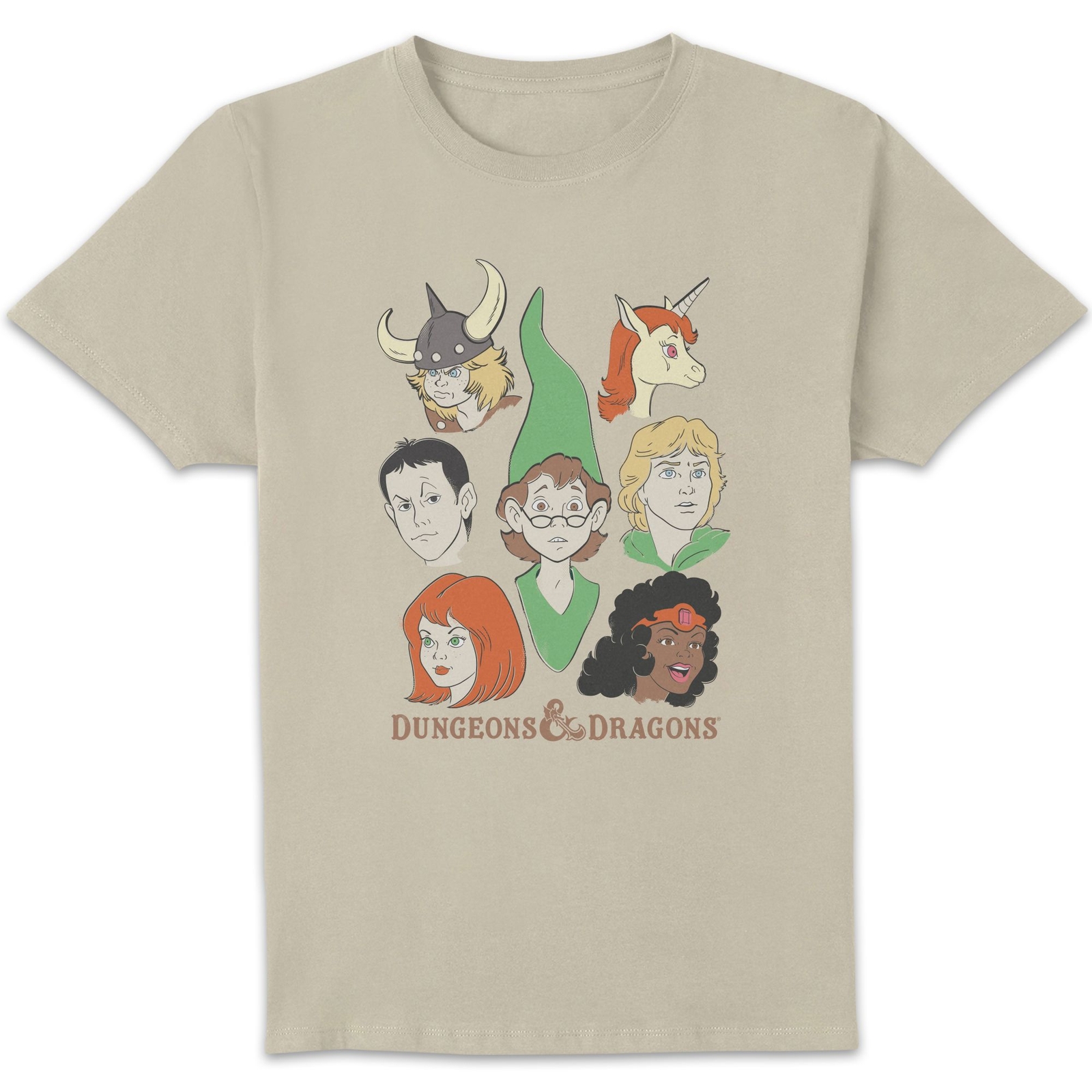 Dungeons & Dragons D&D Cartoon The Party Unisex T-Shirt - White Vintage Wash - L - White Vintage Wash