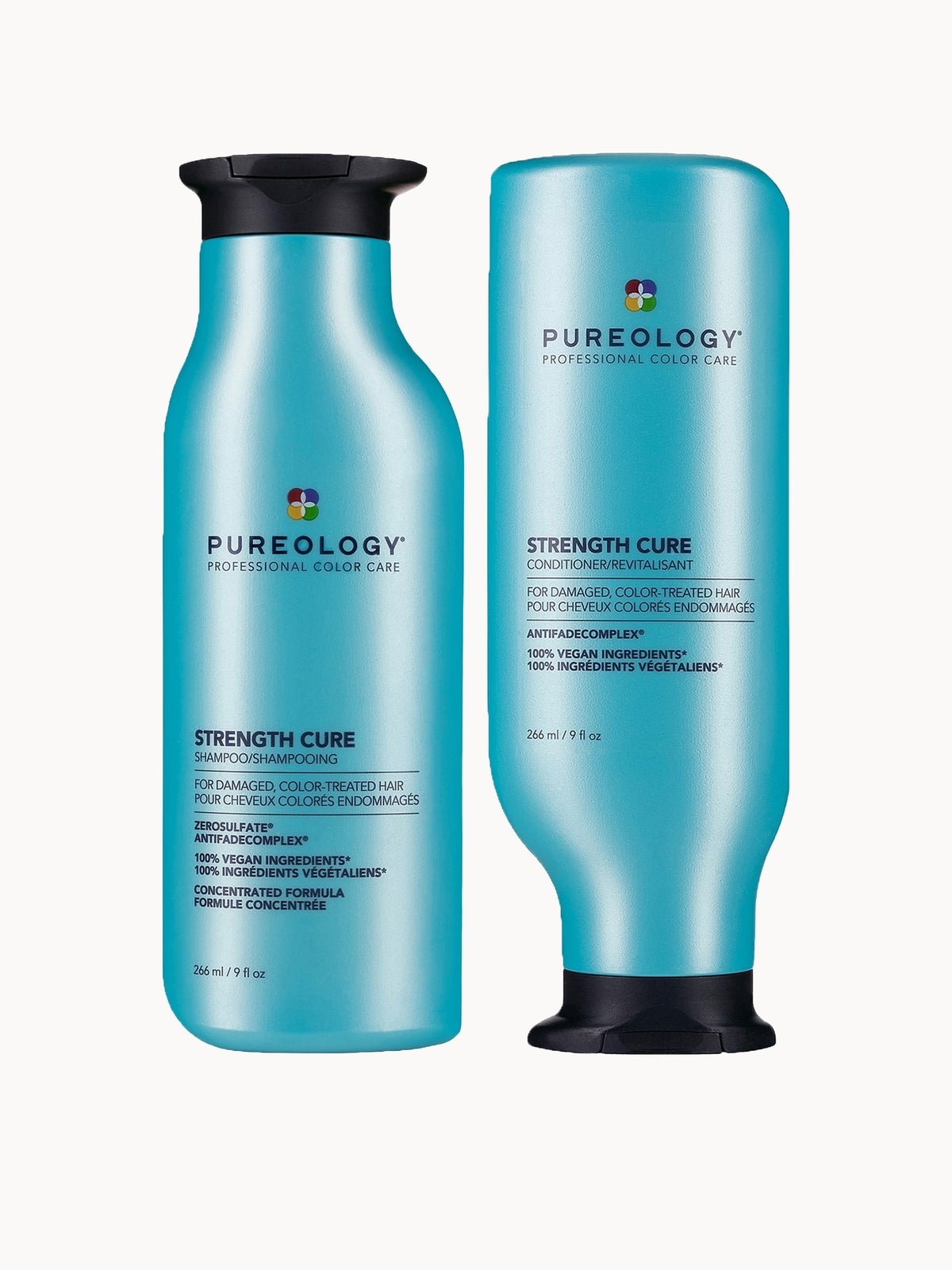 Pureology Strength Cure Shampoo and Conditioner Bundle for Damaged Hair, Sulphate Free for a Gentle Cleanse with Vegan Formulas