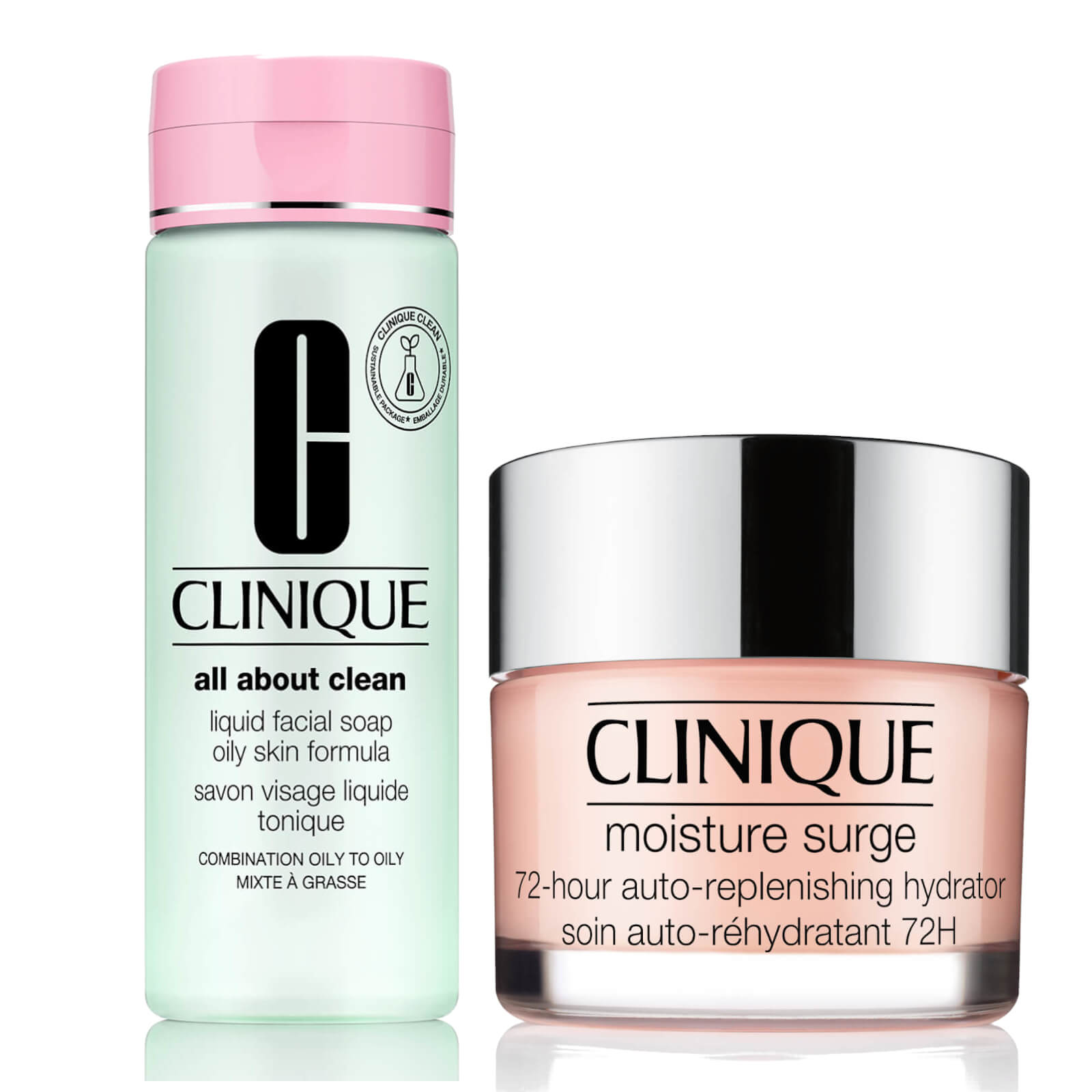 Clinique Moisture Surge 72-Hour Auto-Replenishing Hydrator and Liquid Facial Soap Duo for Oily Skin