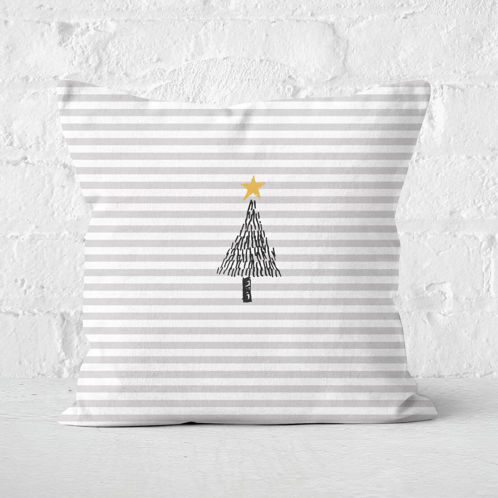 Stripe Christmas Tree Square Cushion - 40x40cm - Soft Touch