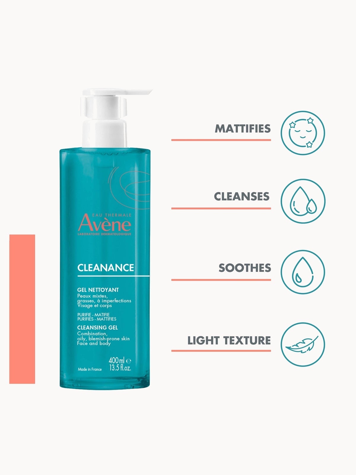 Avène Cleanance Cleansing Gel For Oily, Blemish Prone Skin 400ml 3