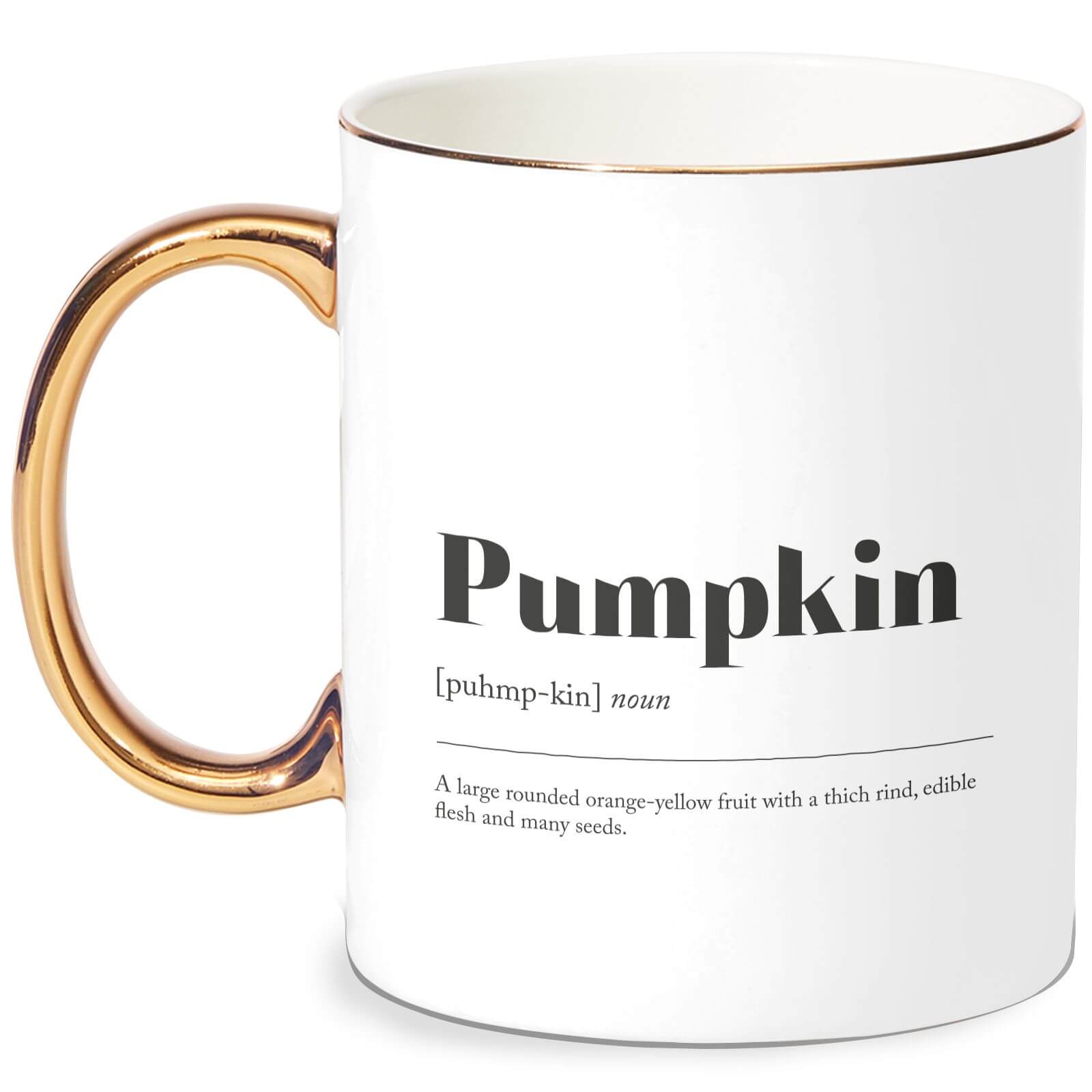 Pumpkin Definition Bone China Gold Handle Mug