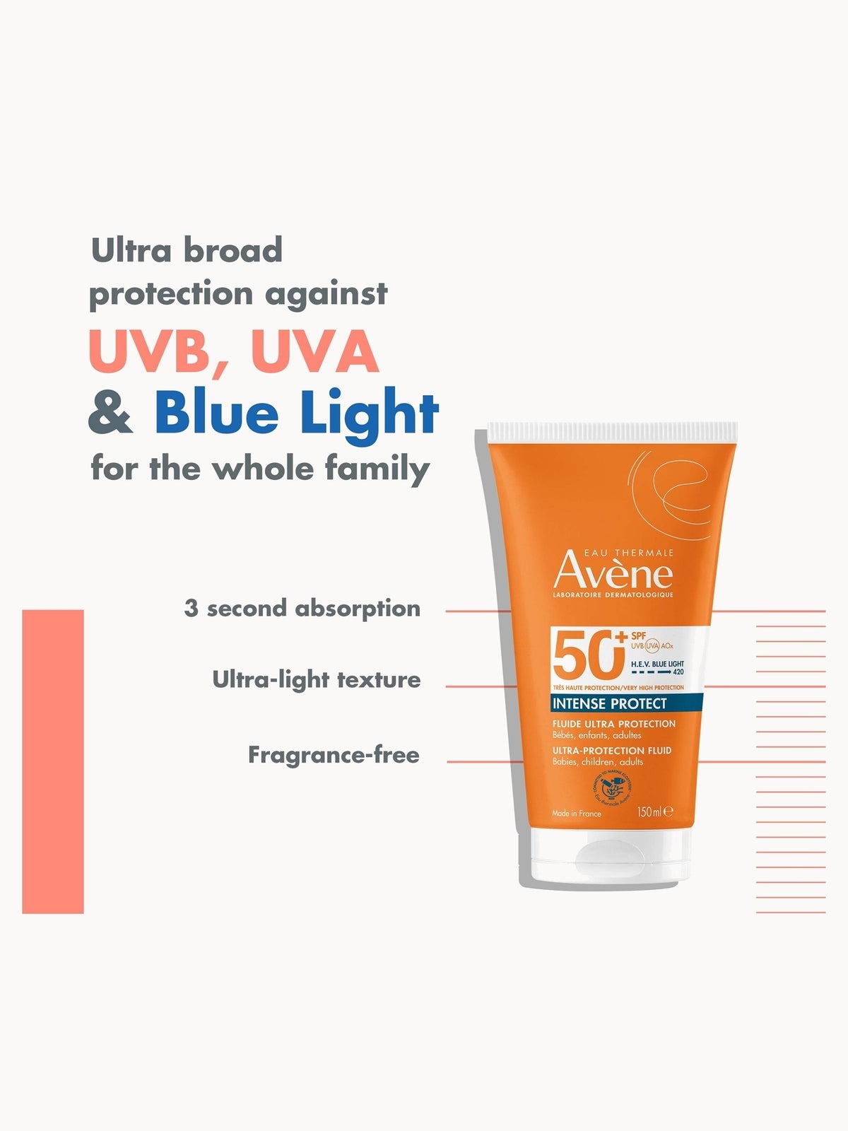 Avène Intense Protect SPF50+ Sun Cream for Very Sensitive Skin 150ml, photo 2