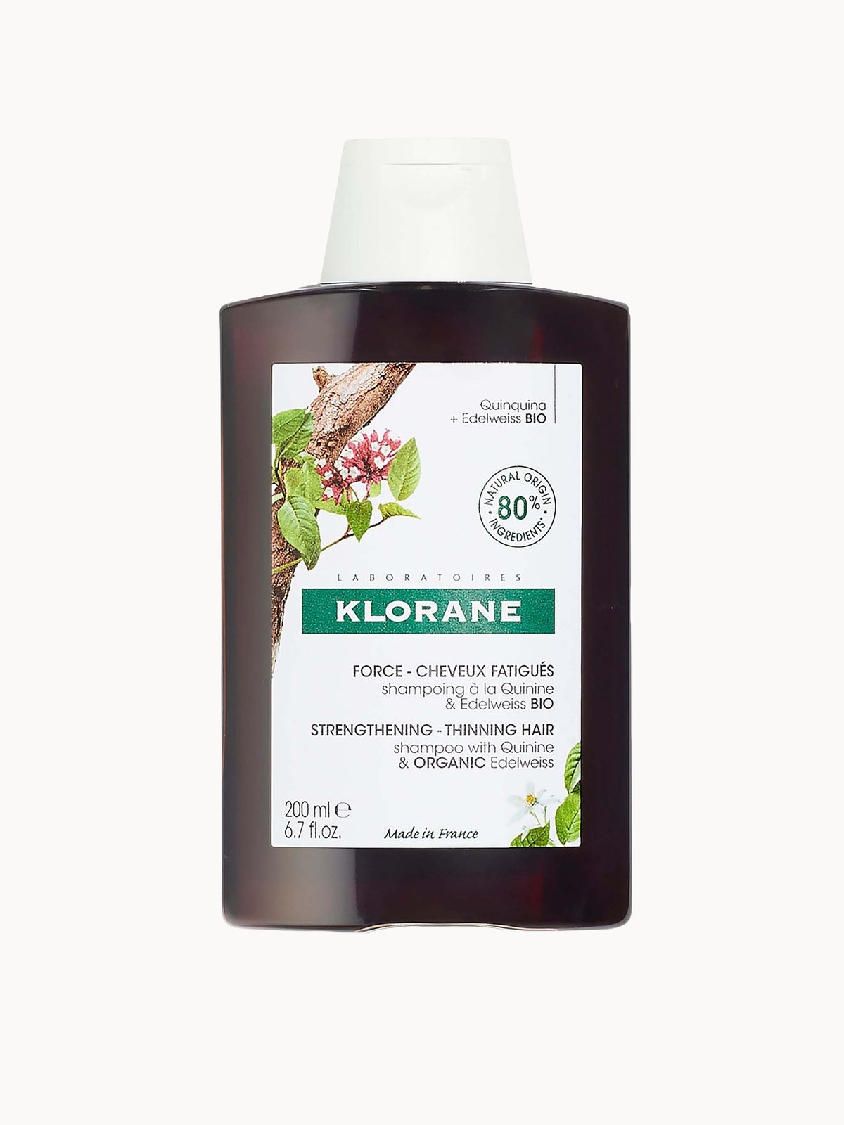 KLORANE Strengthening Shampoo with Quinine and Organic Edelweiss for Hair Thinning, Loss 200ml