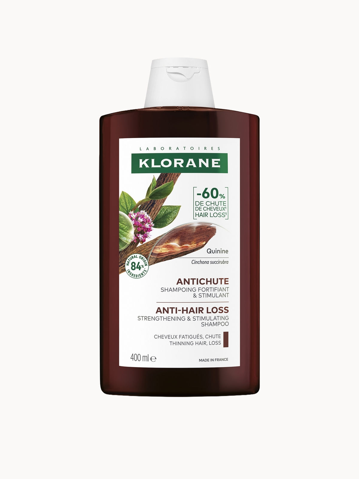 KLORANE Strengthening Shampoo with Quinine and Organic Edelweiss for Hair Thinning, Loss 400ml