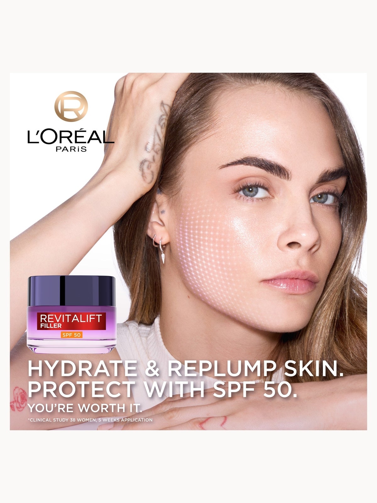 L'Oréal Paris Revitalift Filler Hyaluronic Acid Anti-Ageing SPF50 Day Cream 50ml, photo 3