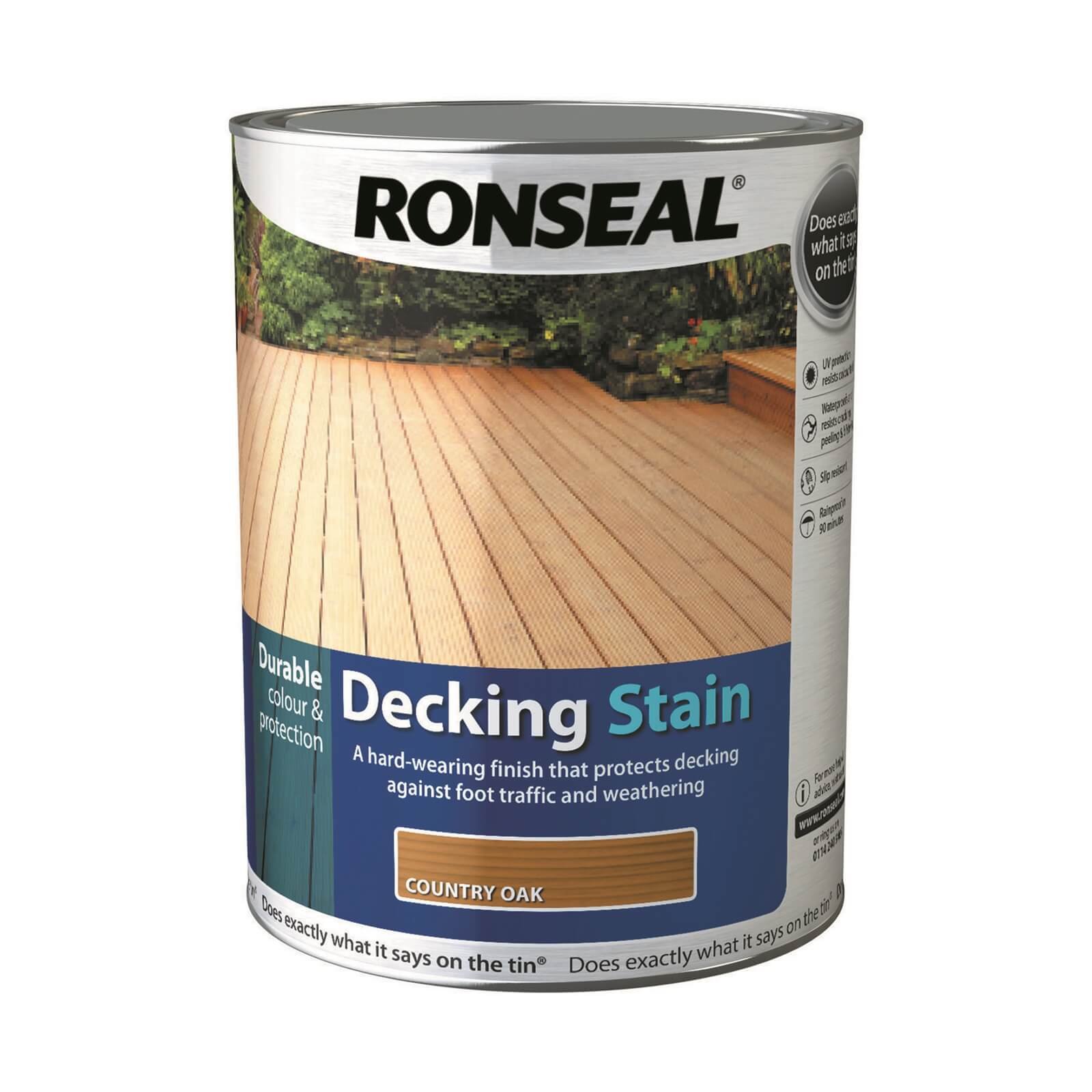 Ronseal Standard Decking Stain Country Oak 5L Homebase