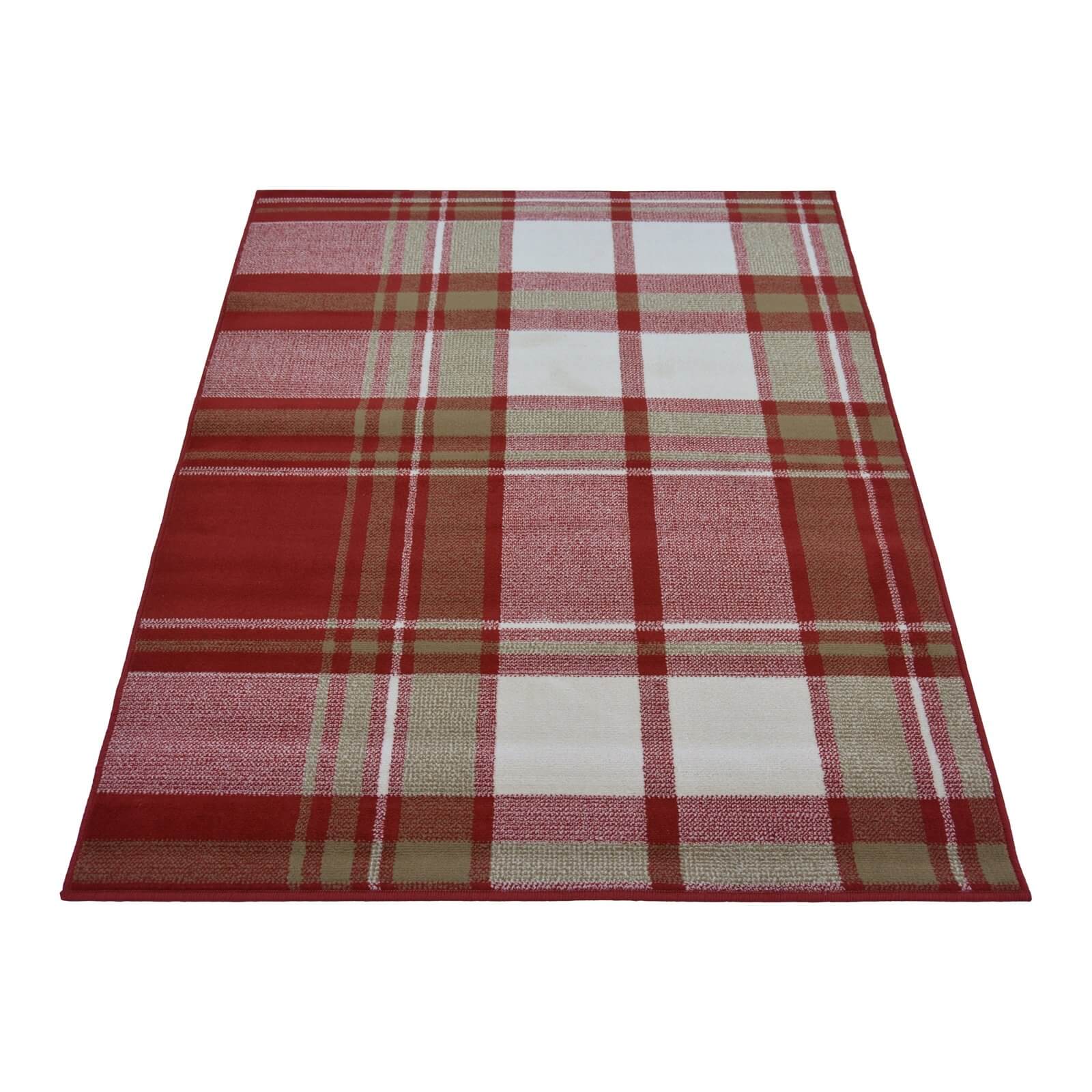 Maestro Tartan Red Rug 160 x 230cm Homebase