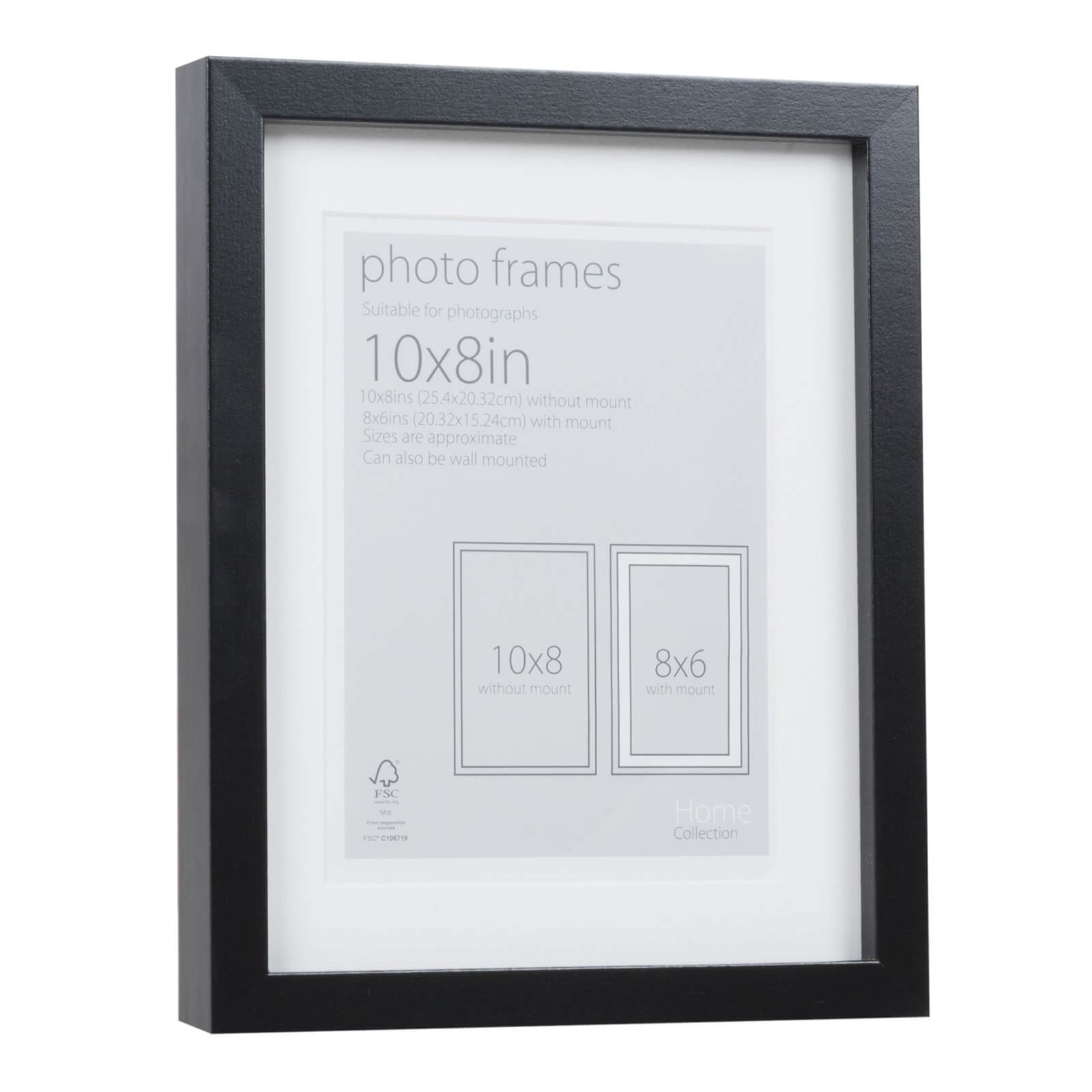 Photo Frame Black 10 x 8 with 8 x 6 Mount Aperture | Homebase