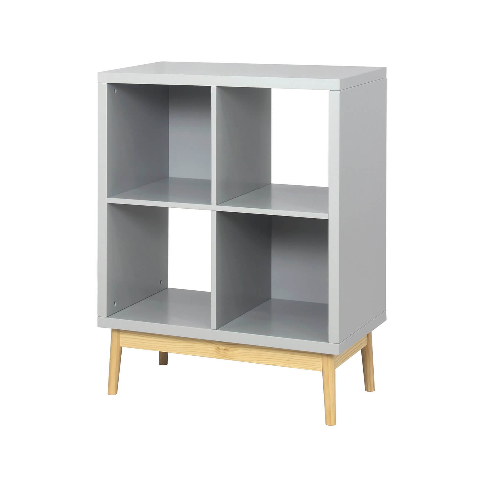 2x2 Cube Storage Unit Painted Grey with Wooden Legs Homebase