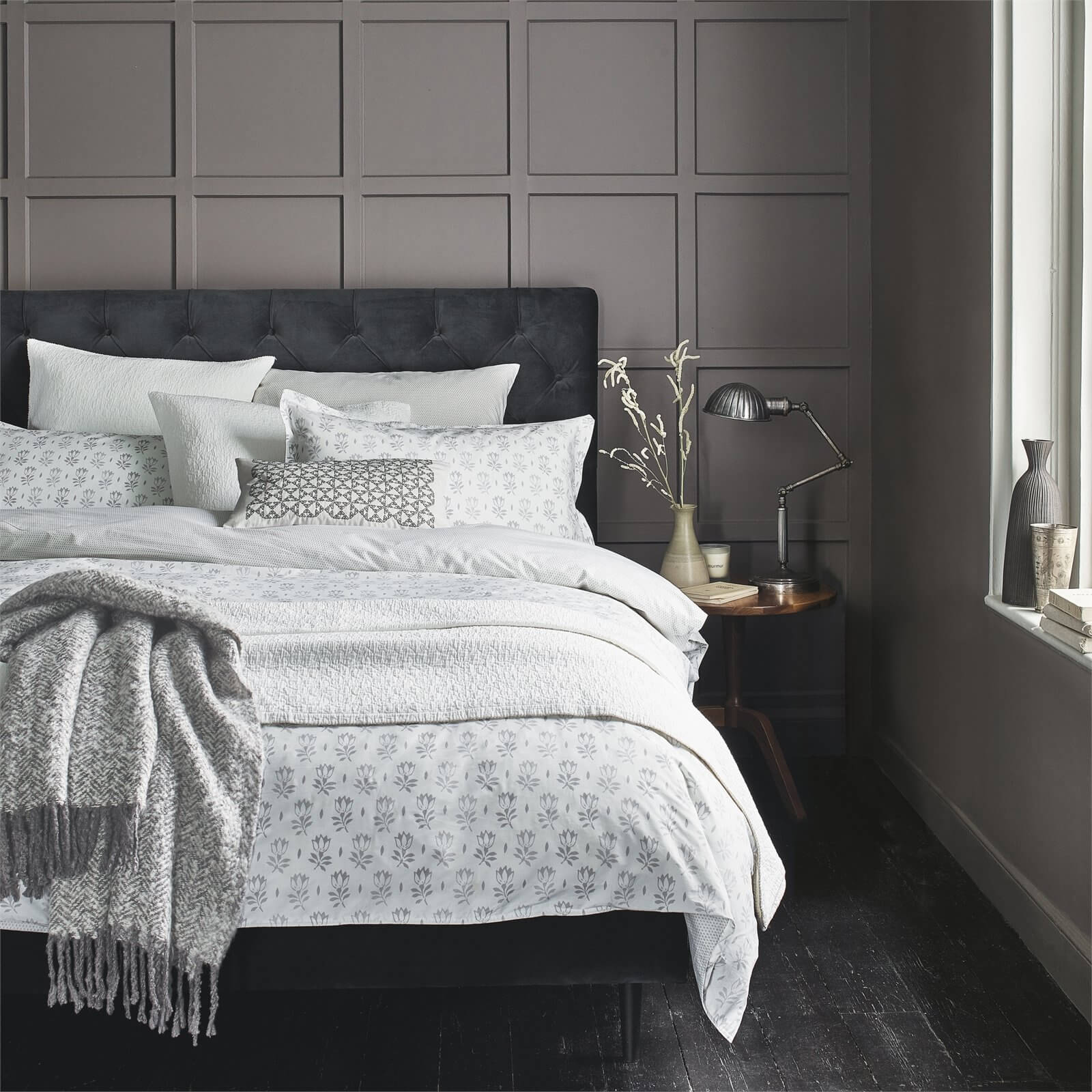 Murmur Tulip Duvet Cover Set King Cloud Grey Homebase