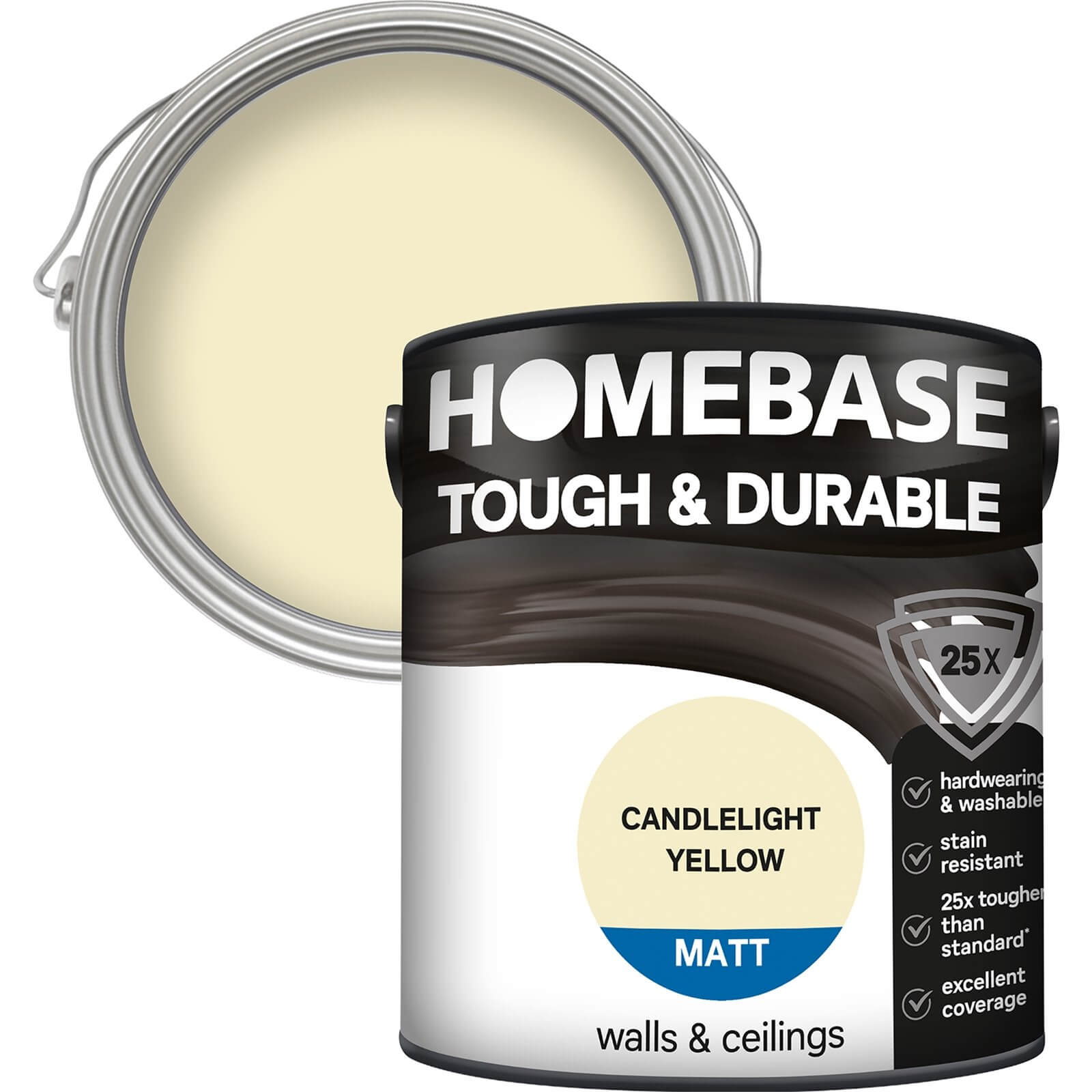 Homebase Tough & Durable Matt Paint Candlelight Yellow 2.5L Homebase