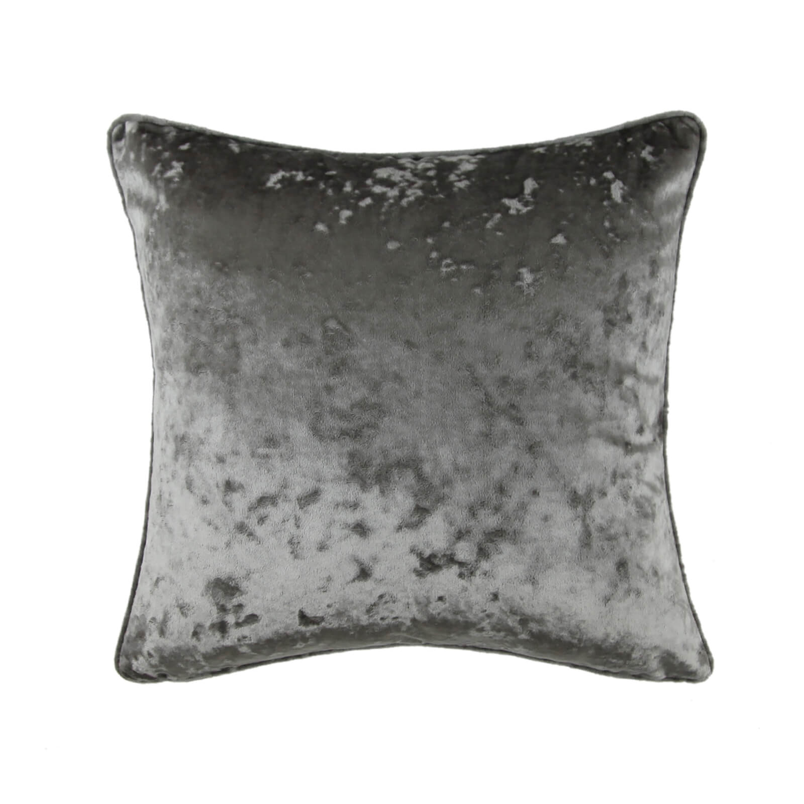 Crushed Velvet Cushion Grey Homebase