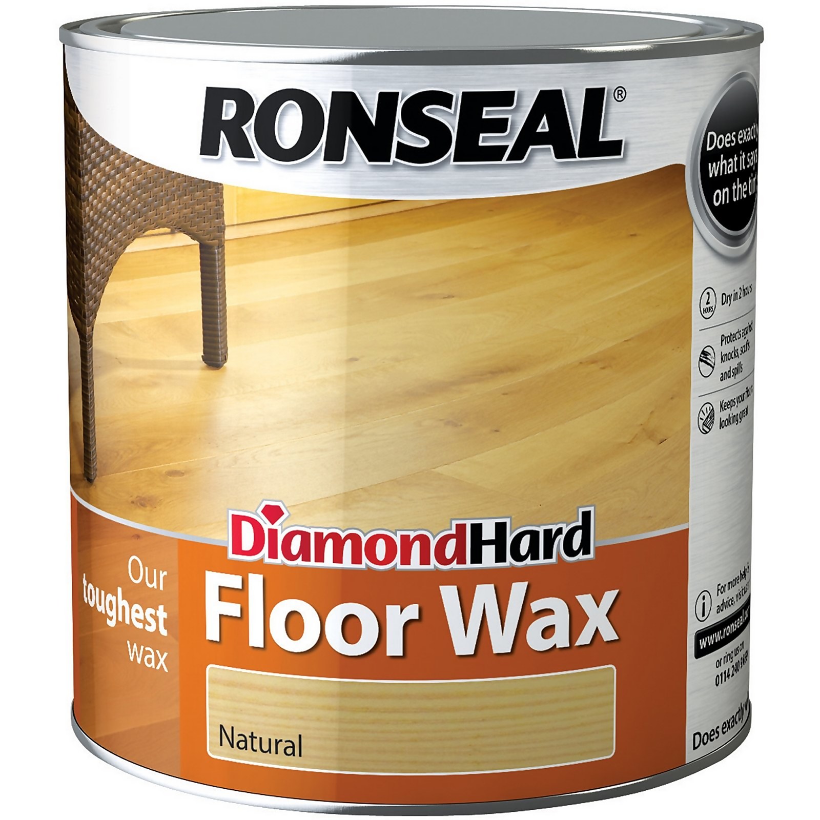 Ronseal Diamond Hard Floor Wax - Natural - 2.5L | Homebase