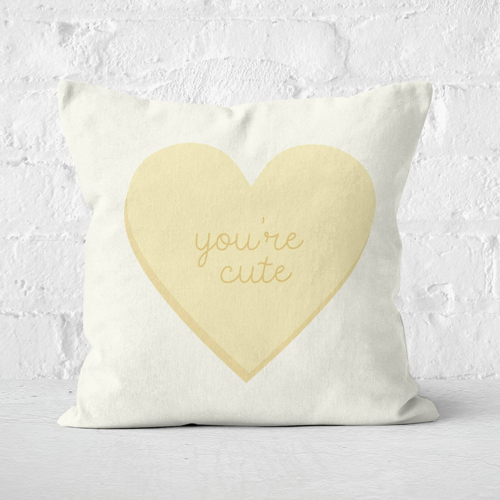 You're Cute Yellow Heart Square Cushion - 50x50cm - Soft Touch