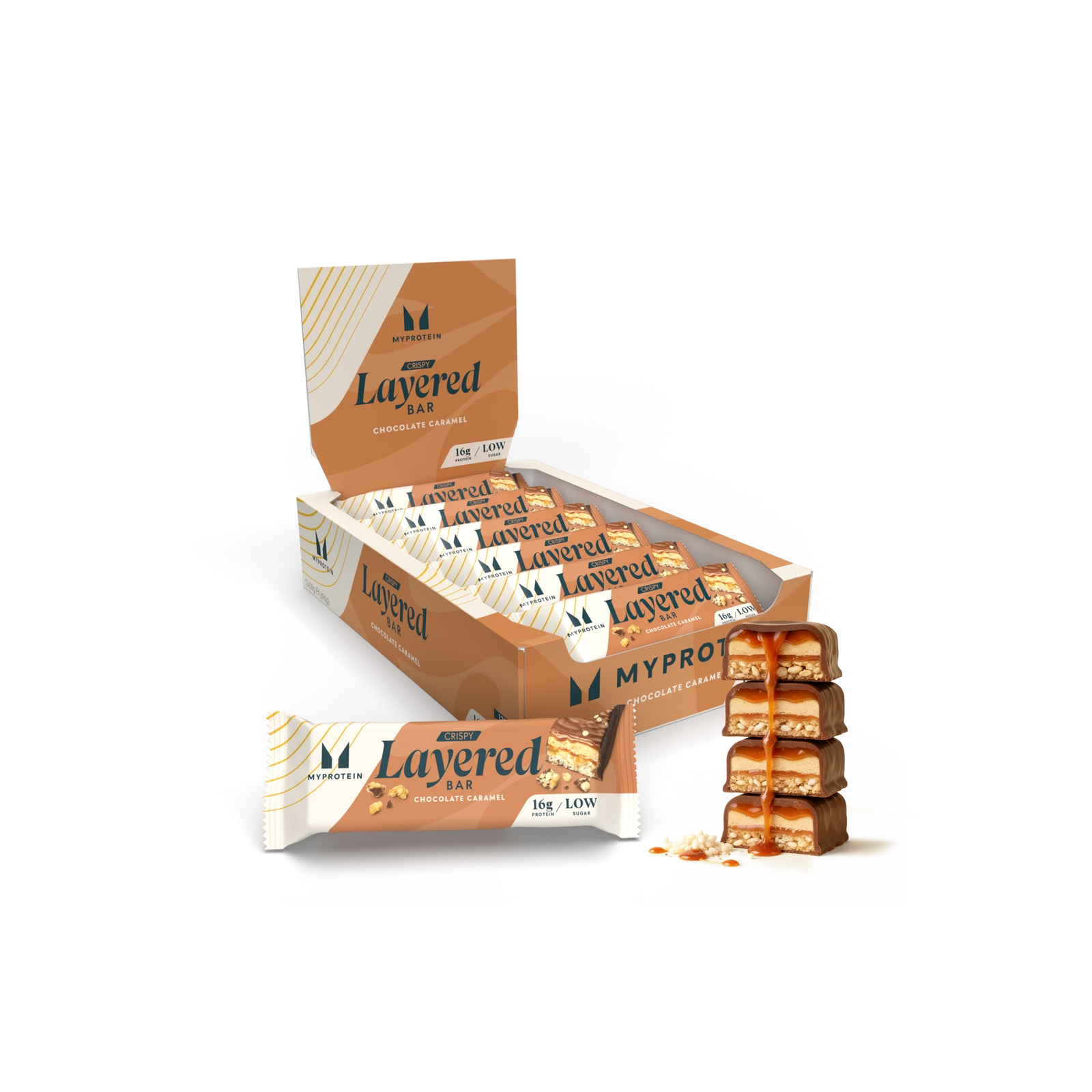 Myprotein UK MyProtein Crispy Layered Protein Bar - 12 x 58g - Chocolate Caramel