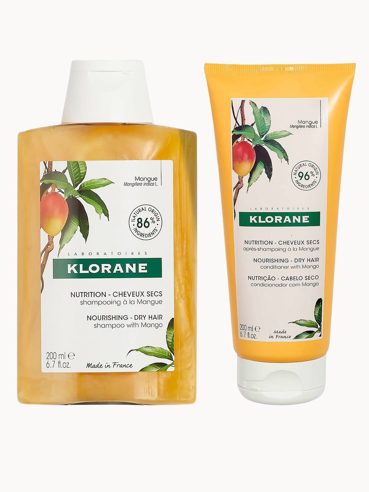 KLORANE Nourishing Mango Duo for Dry, Damaged, Brittle Hair