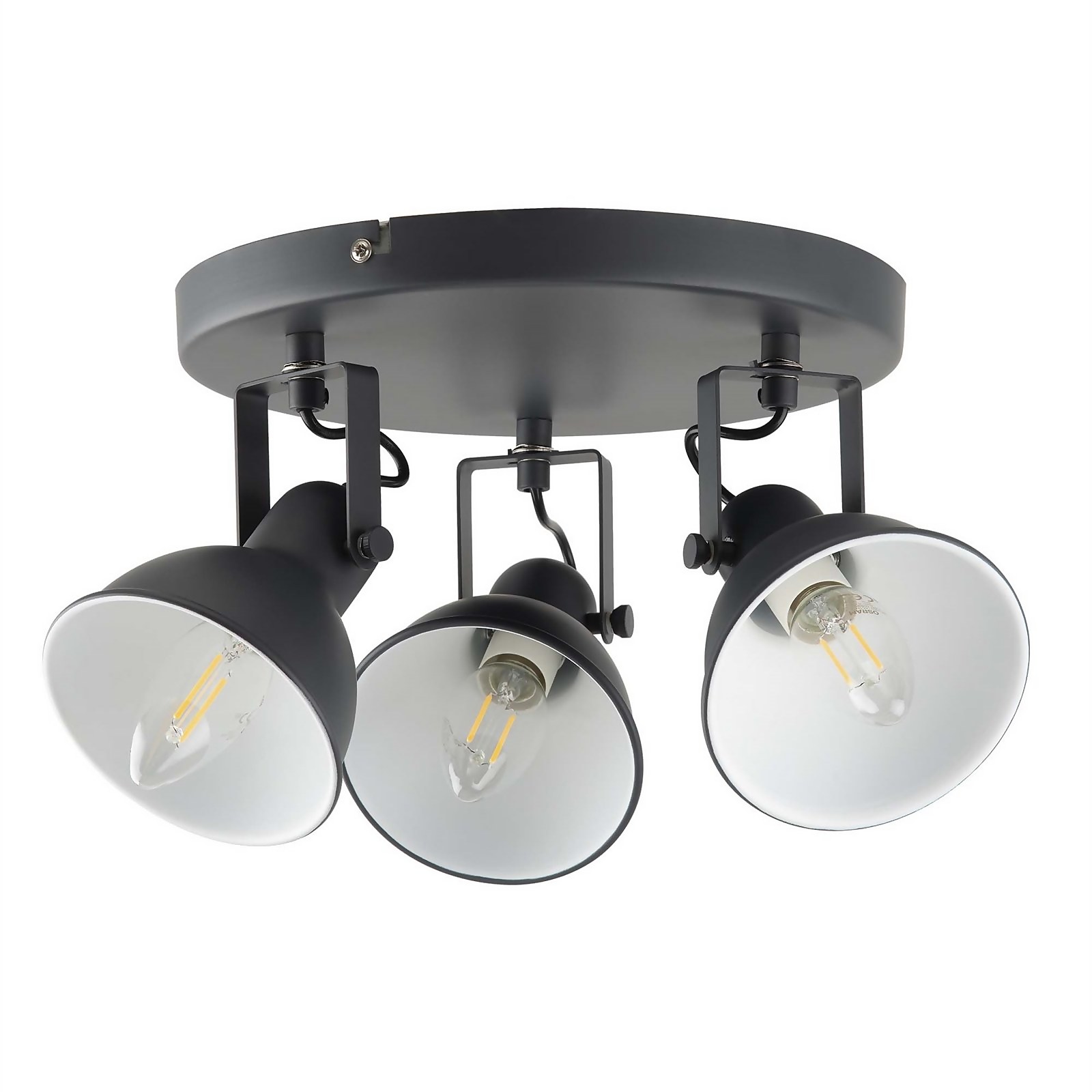 Alfie 3 Lamp Spotlight, Plate, Grey Homebase