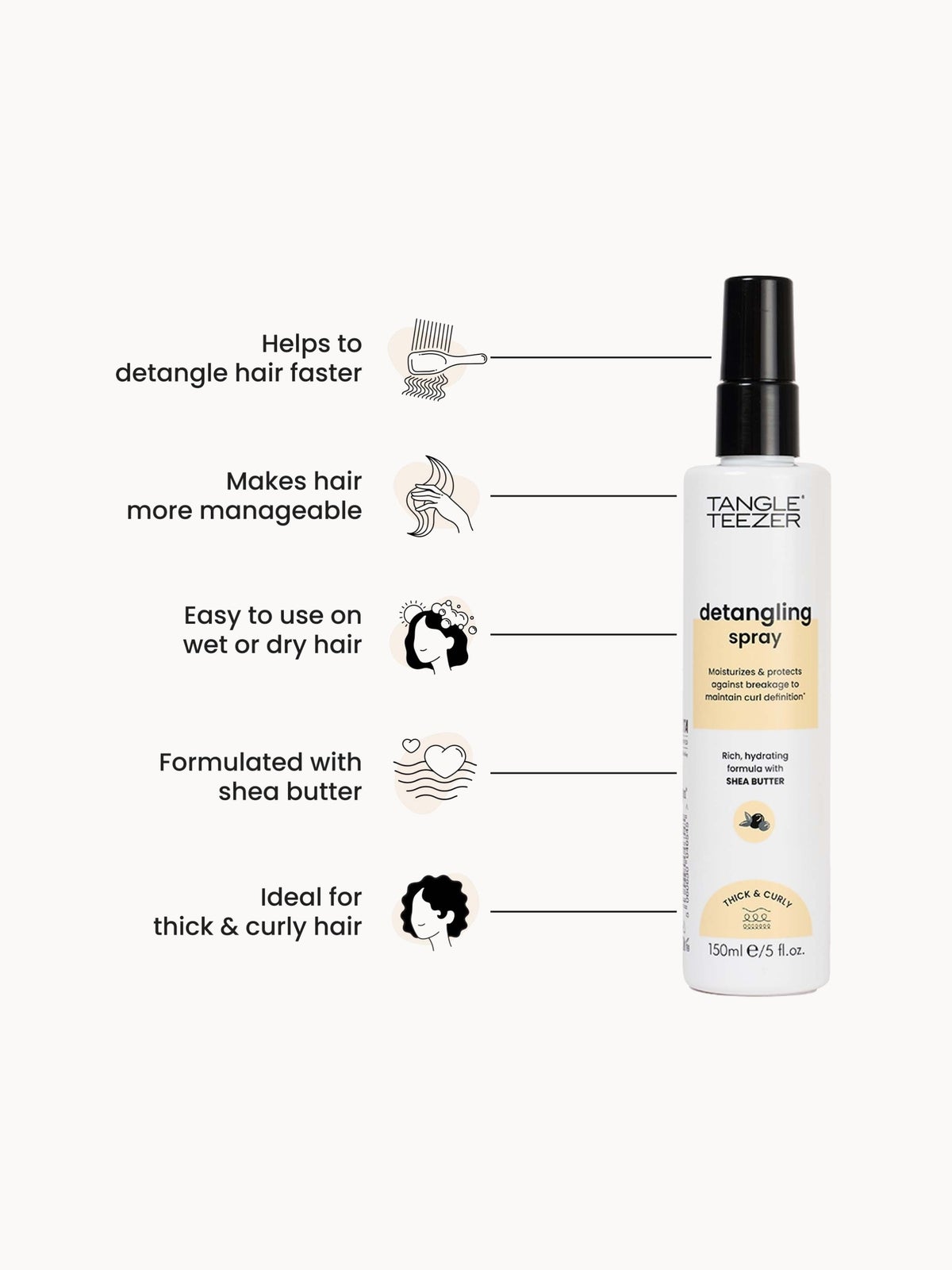 Tangle Teezer Detangling Spray for Thick/Curly Hair 150ml 2