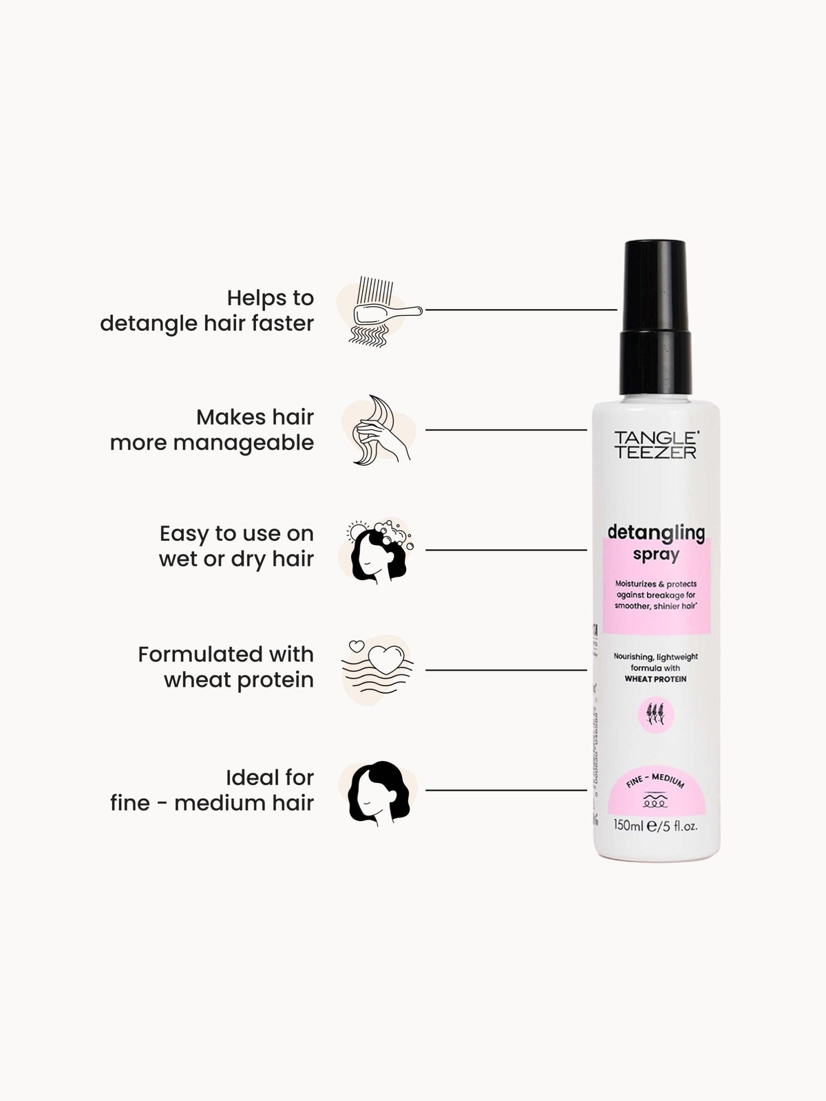 Tangle Teezer Detangling Spray for Fine/Medium Hair 150ml 2