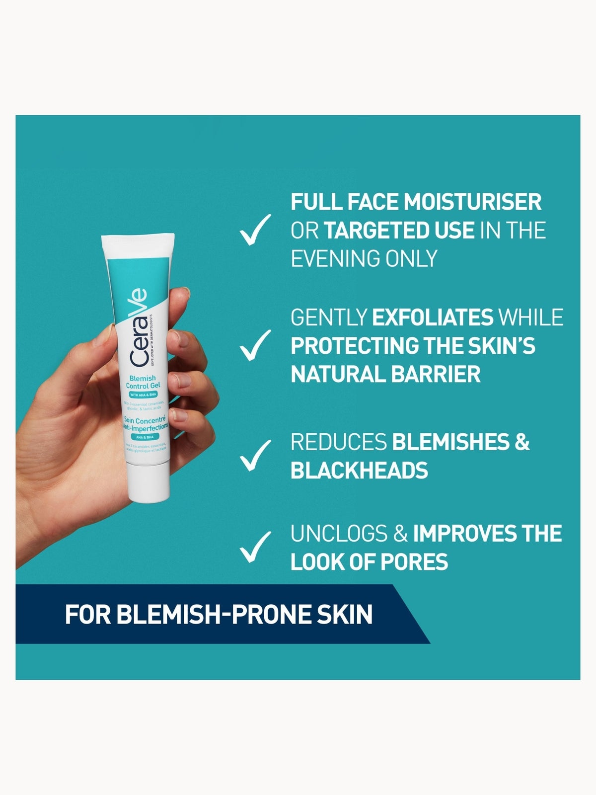 CeraVe Blemish Control Gel Moisturiser with 2% Salicylic Acid & Niacinamide for Blemish-Prone Skin 40ml 4