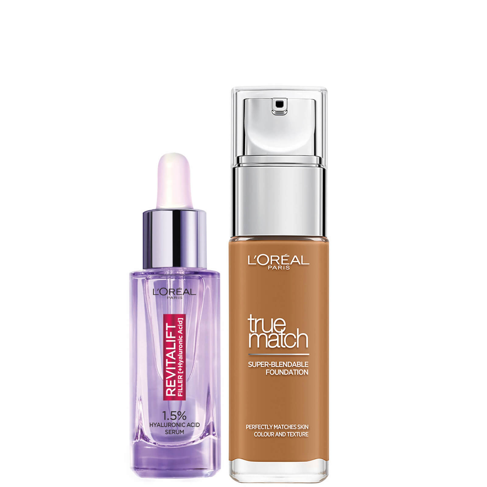 L’Oreal Paris Hyaluronic Acid Filler Serum and True Match Hyaluronic Acid Foundation Duo (Various Shades) - 8.5C Pecan