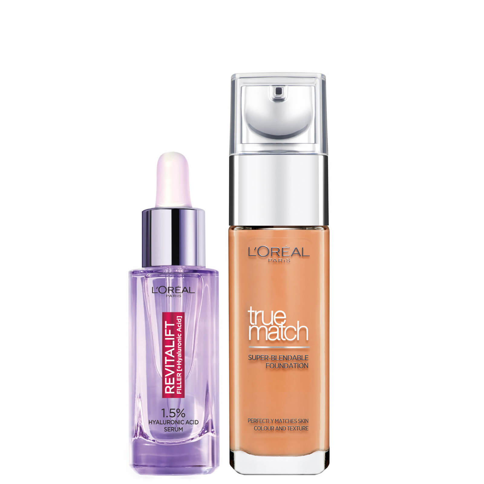 L’Oreal Paris Hyaluronic Acid Filler Serum and True Match Hyaluronic Acid Foundation Duo (Various Shades) - 8N Cappuccino