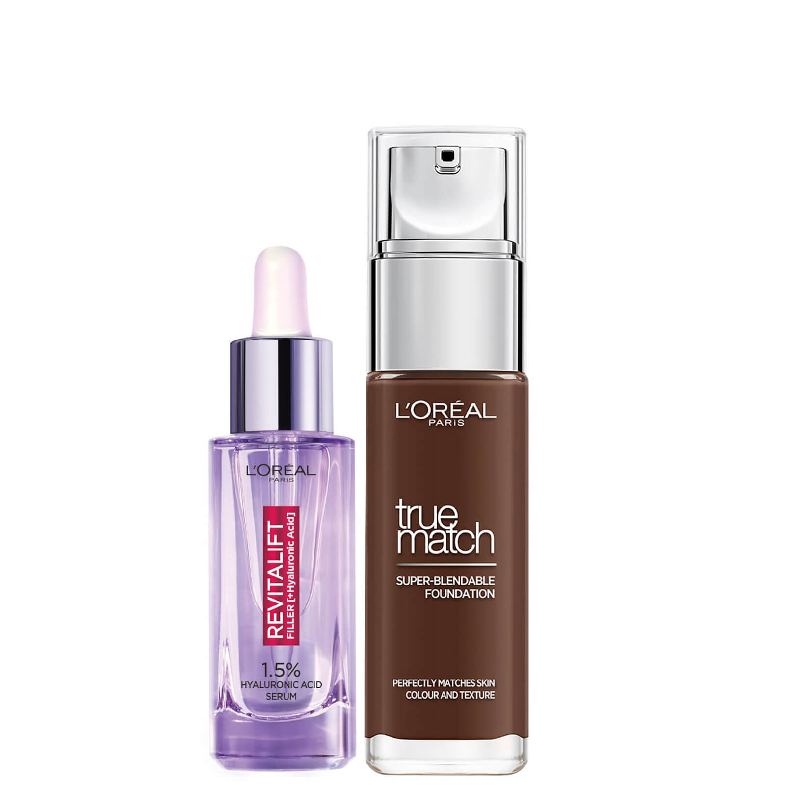L’Oreal Paris Hyaluronic Acid Filler Serum and True Match Hyaluronic Acid Foundation Duo (Various Shades) - 12N Ebony