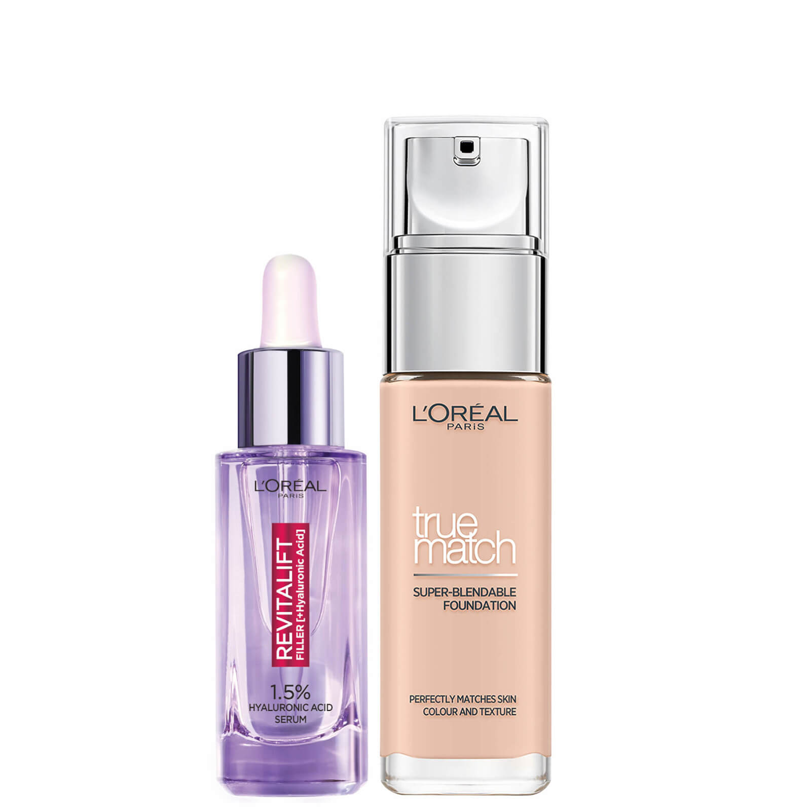 L’Oreal Paris Hyaluronic Acid Filler Serum and True Match Hyaluronic Acid Foundation Duo (Various Shades) - 0.5C Porcelain Rose