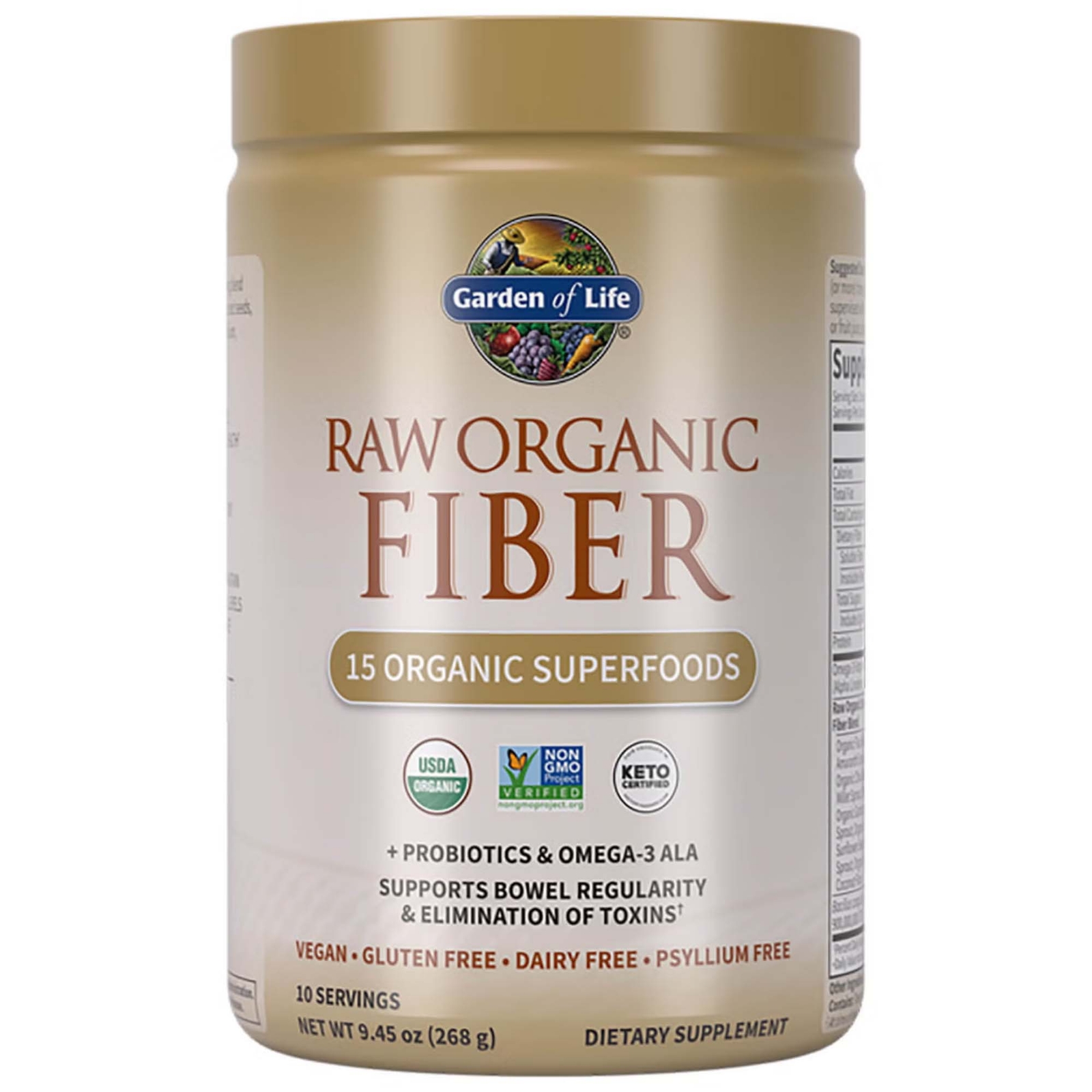 Fibre non raffinate - 15 superalimenti biologici - 268 g in polvere