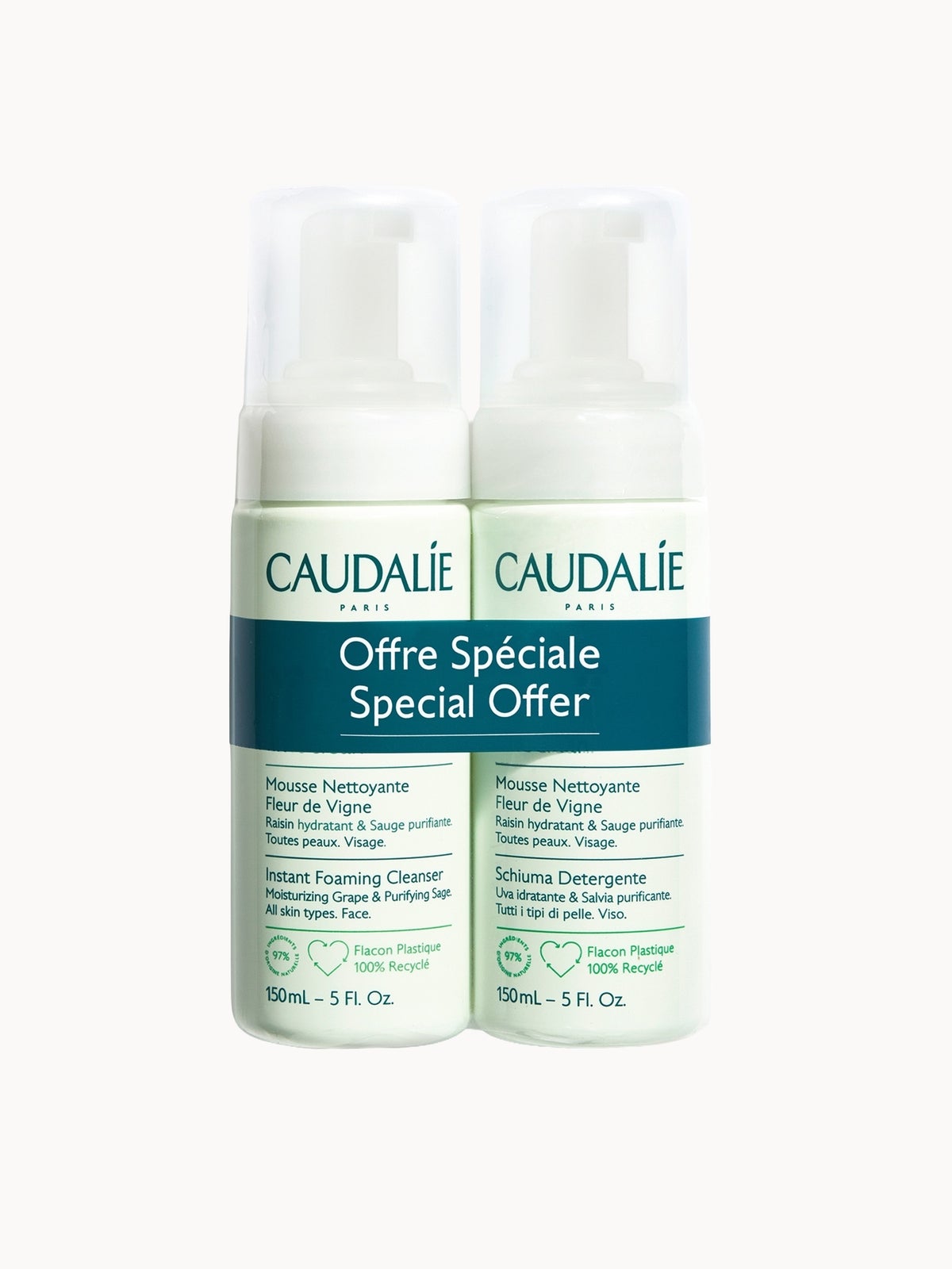 Caudalie Vinoclean Instant Foaming Cleanser Duo (Worth £30.00)