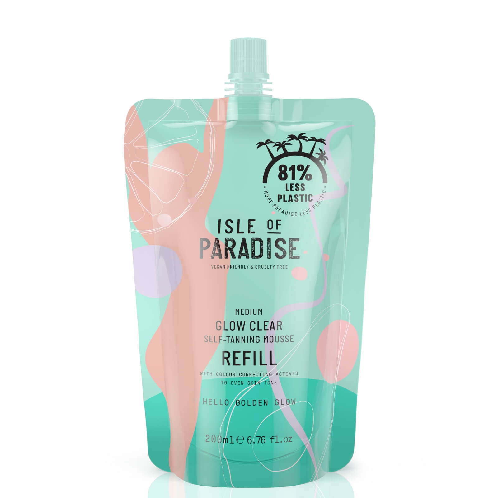 Ricarica di mousse autoabbronzante trasparente Isle of Paradise Glow - Media 200 ml