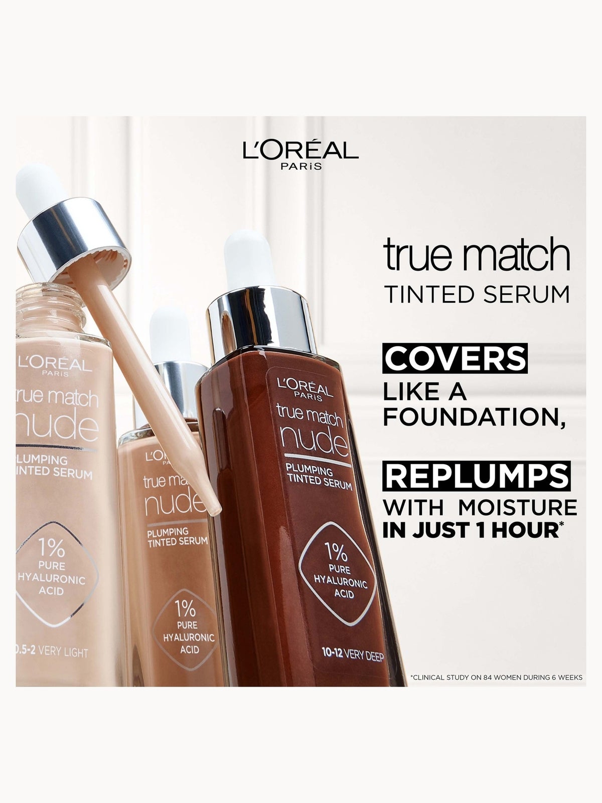 L'Oréal Paris True Match Nude Plumping Tinted Serum (Various Shades) - 6-7 Tan 2