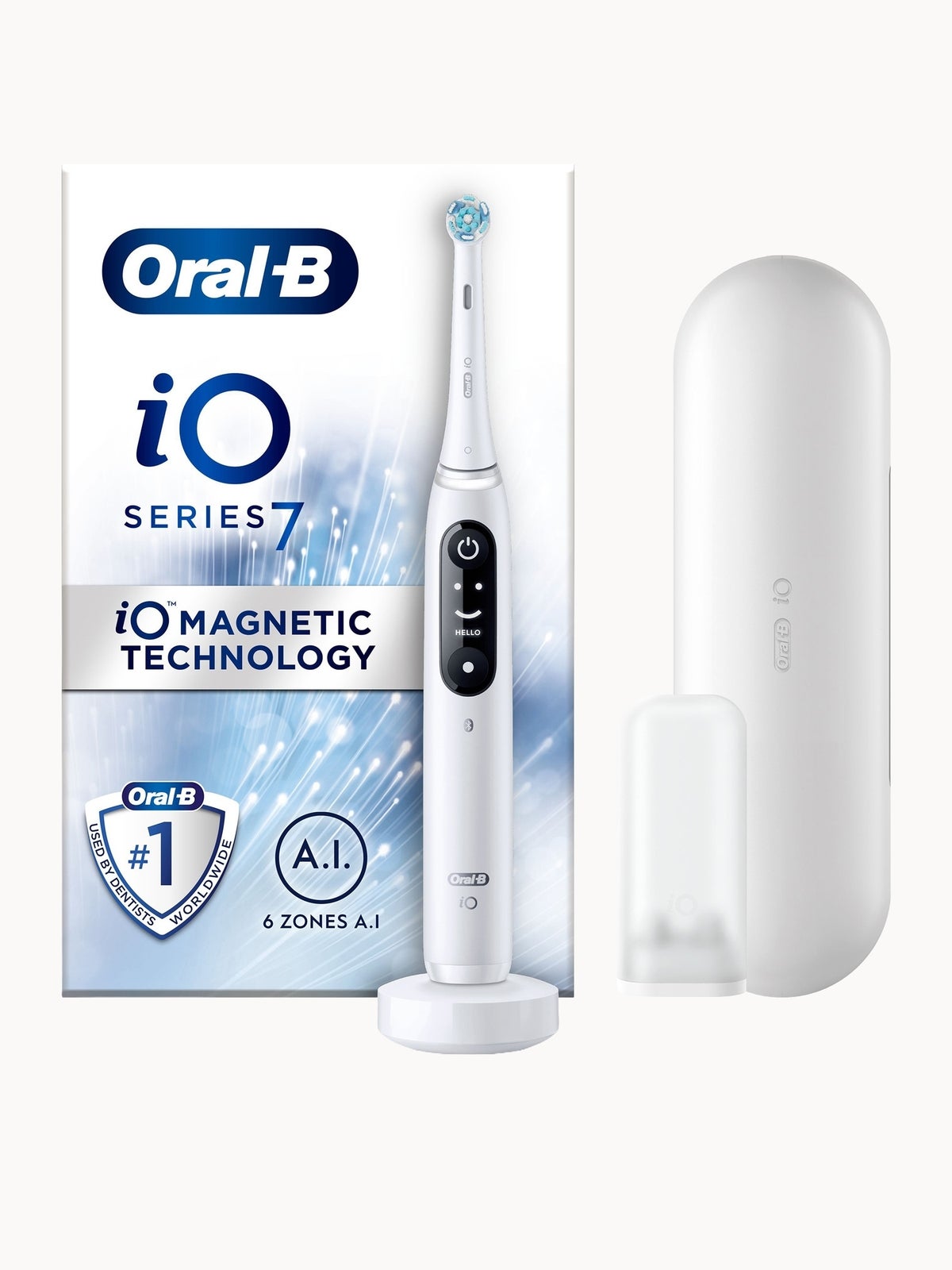 Oral B iO7 White Electric Toothbrush with Travel Case - Toothbrush