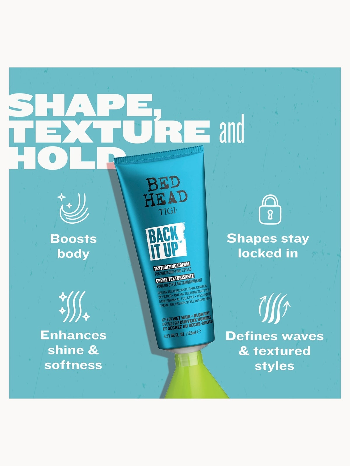 TIGI Bed Head Back It Up Texturising Cream for Shape and Texture 125ml 3