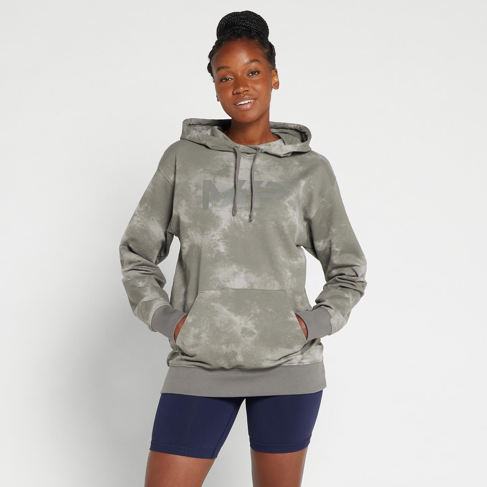 Felpa con cappuccio tie dye MP Composure da donna - Grigio tempesta - XL