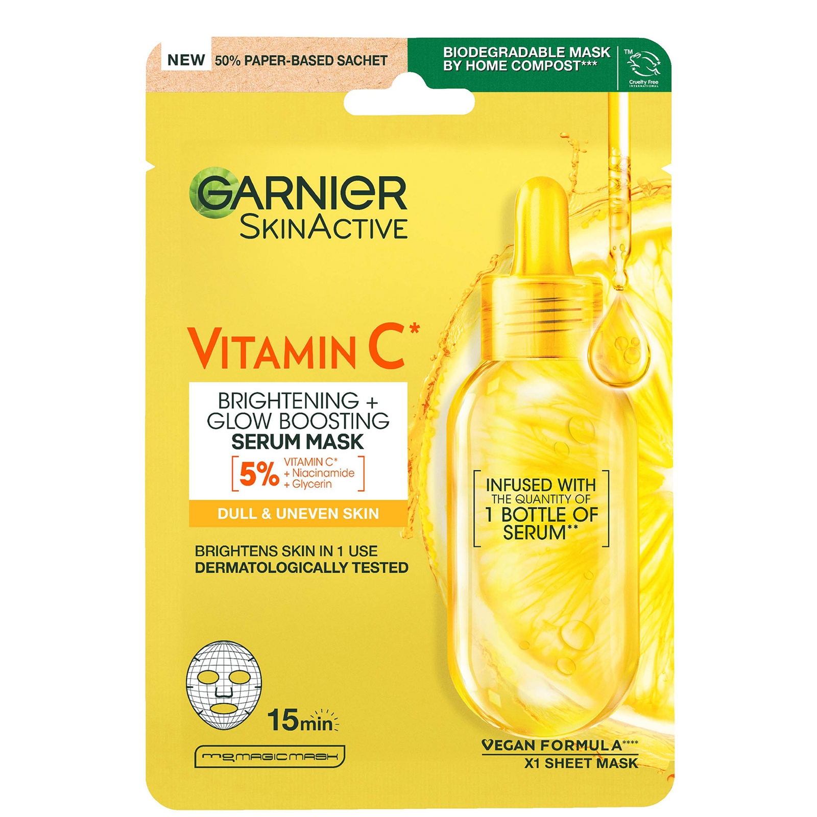 Garnier SkinActive Moisture Bomb Masque tissu à la vitamine C 28g