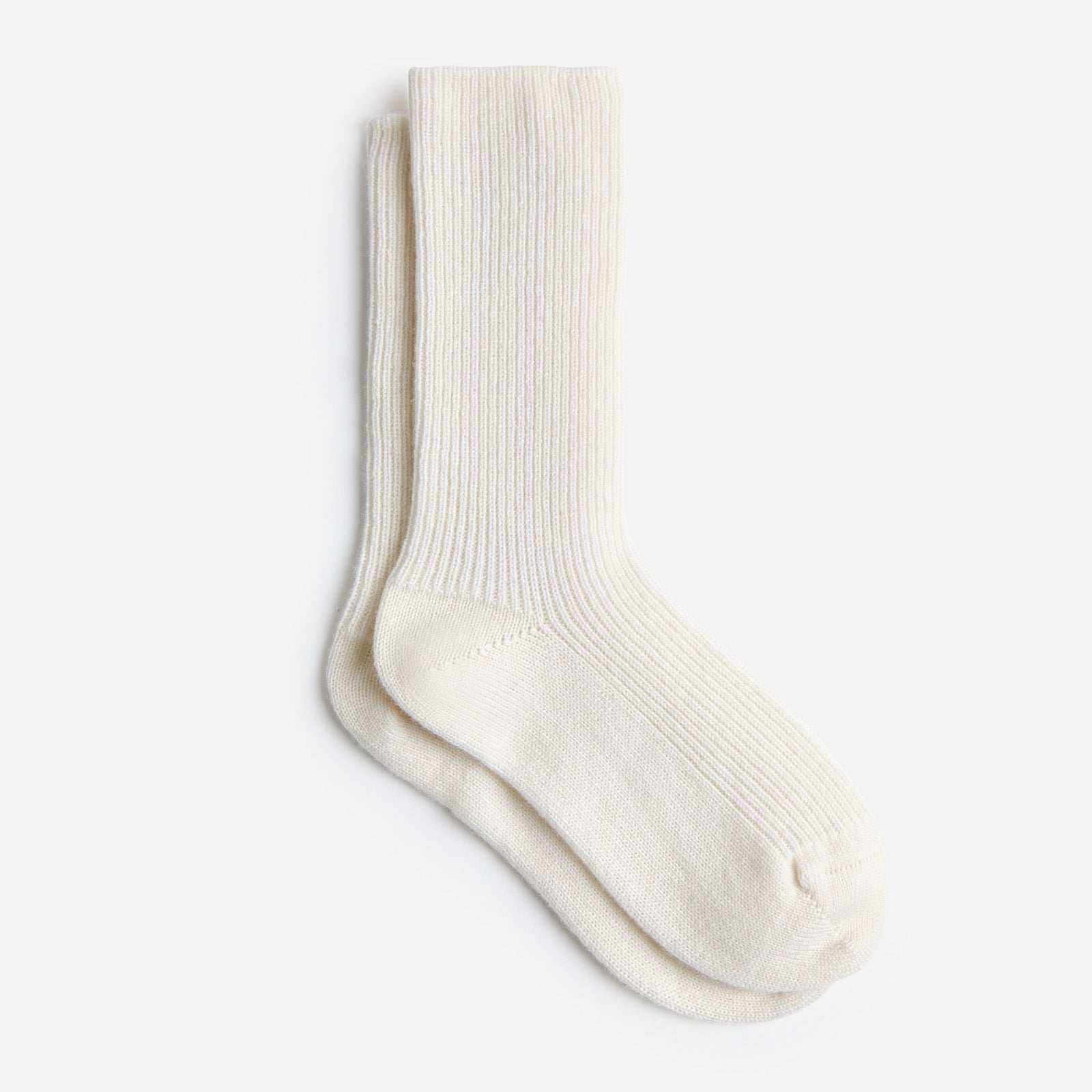 Espa White Cashmere Ribbed Knit Socks